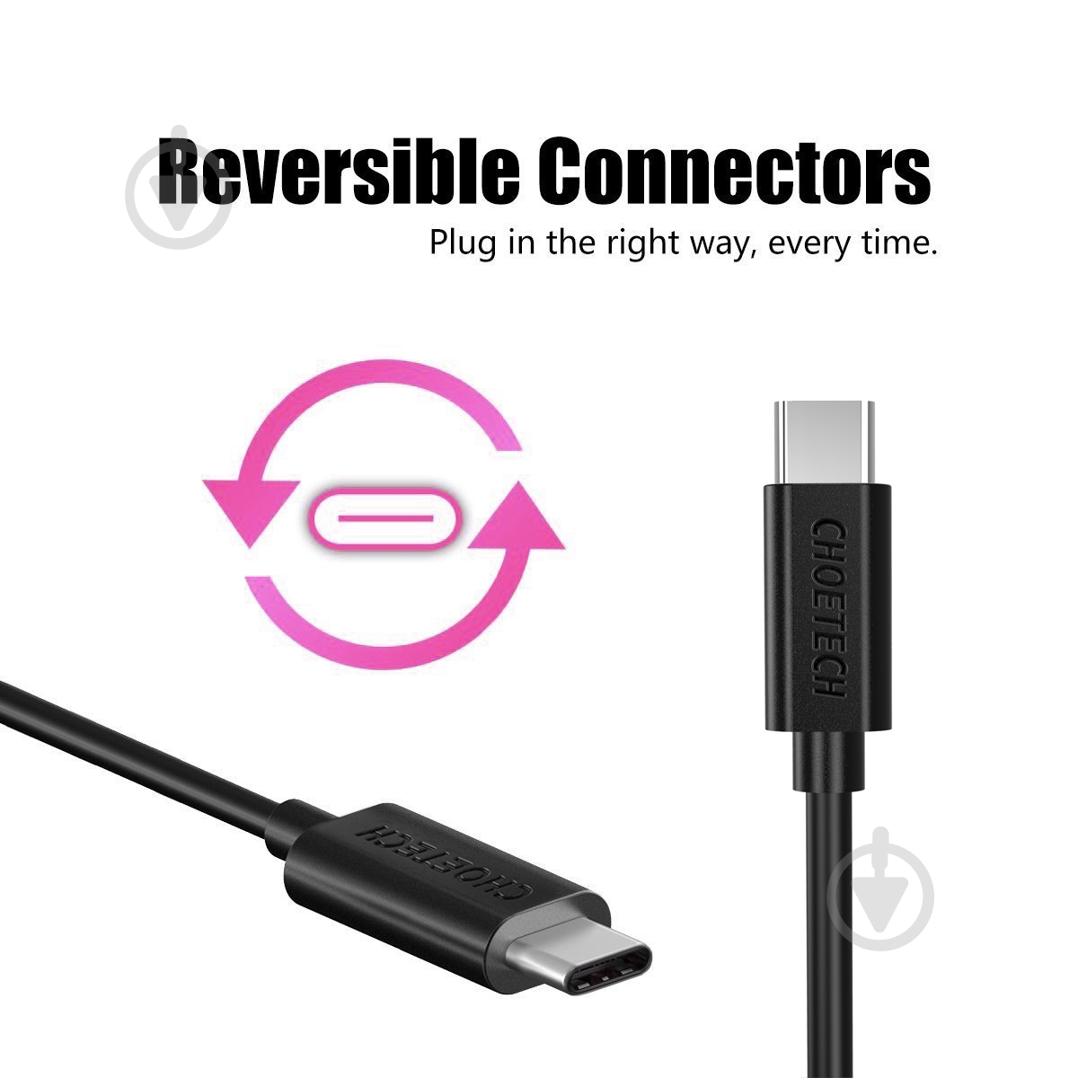 Кабель Choetech CC0003, USB 2.0, USB-C 2 м black (CC0003) - фото 6 Кабель Choetech CC0003, USB 2.0, USB-C 2 м black (CC0003) - фото 6