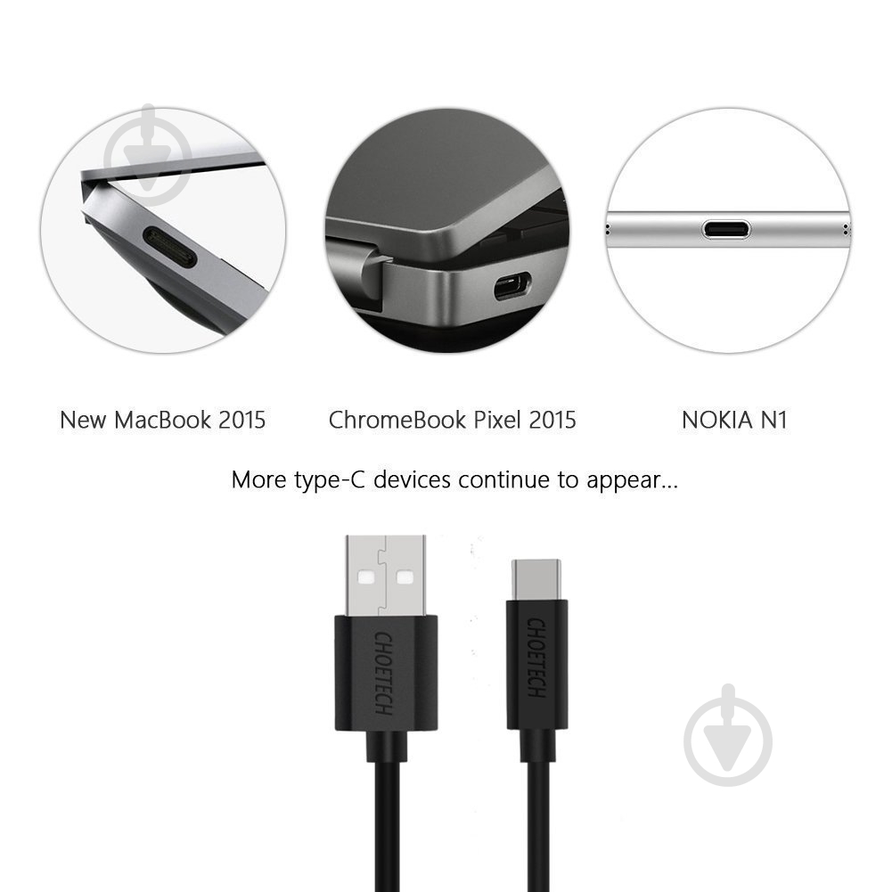 Кабель Choetech AC0002, USB 2.0, USB-C/USB-C 1 м black (AC0002) - фото 6
