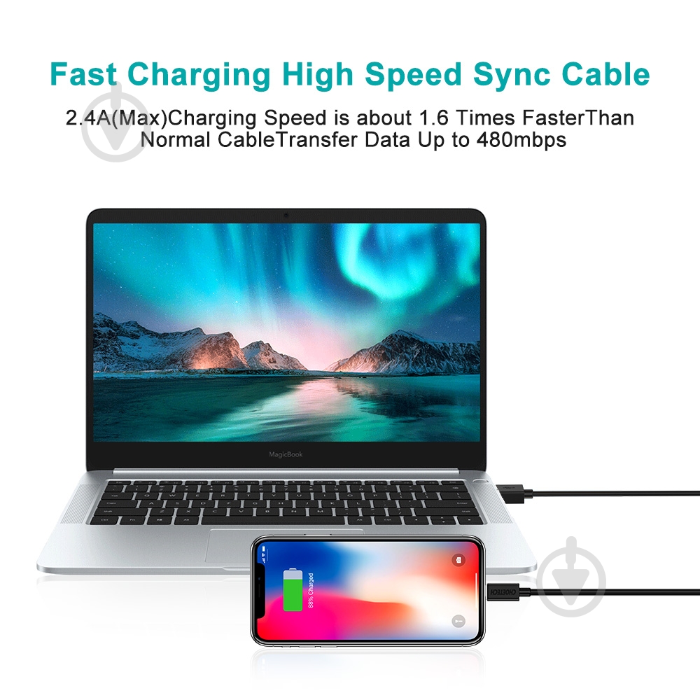 Кабель Choetech IP0027-BK USB-А/Lightning MFI 1,8 м черный (IP0027-BK) - фото 9 Кабель Choetech IP0027-BK USB-А/Lightning MFI 1,8 м черный (IP0027-BK) - фото 9