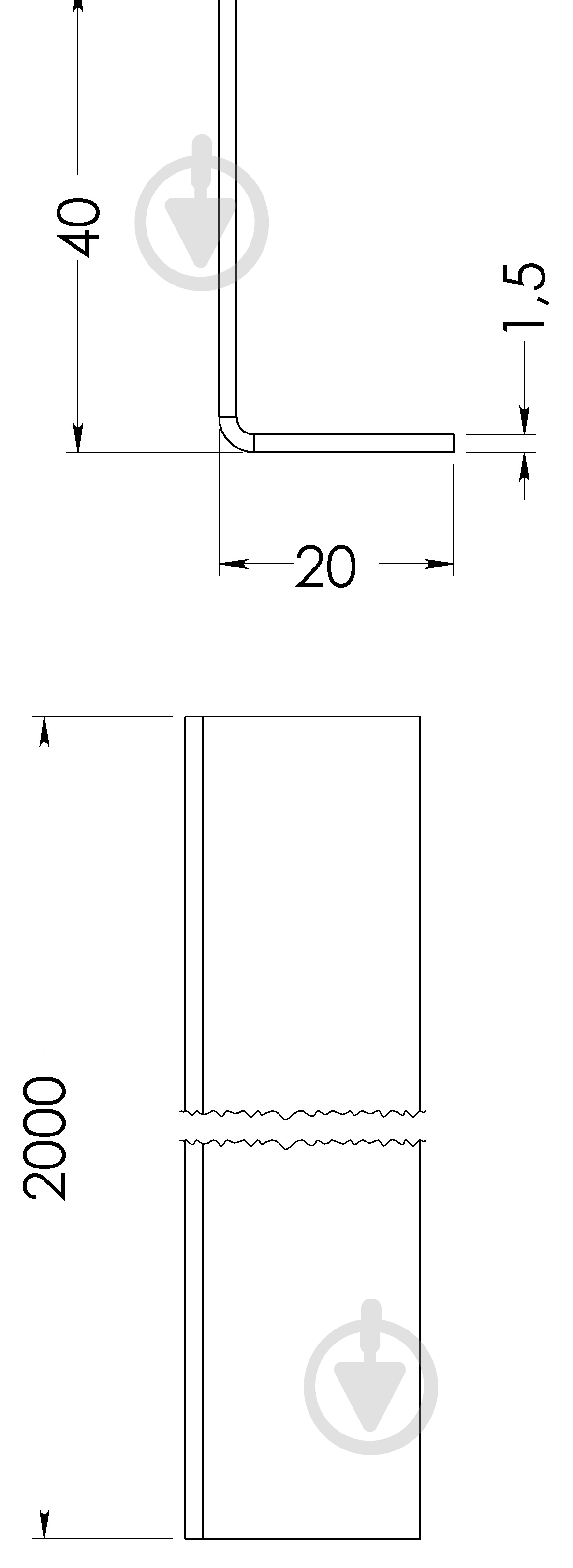 Куточок оцинкований 20x40х1,5 мм 2000 мм STOREHOUSE - фото 2
