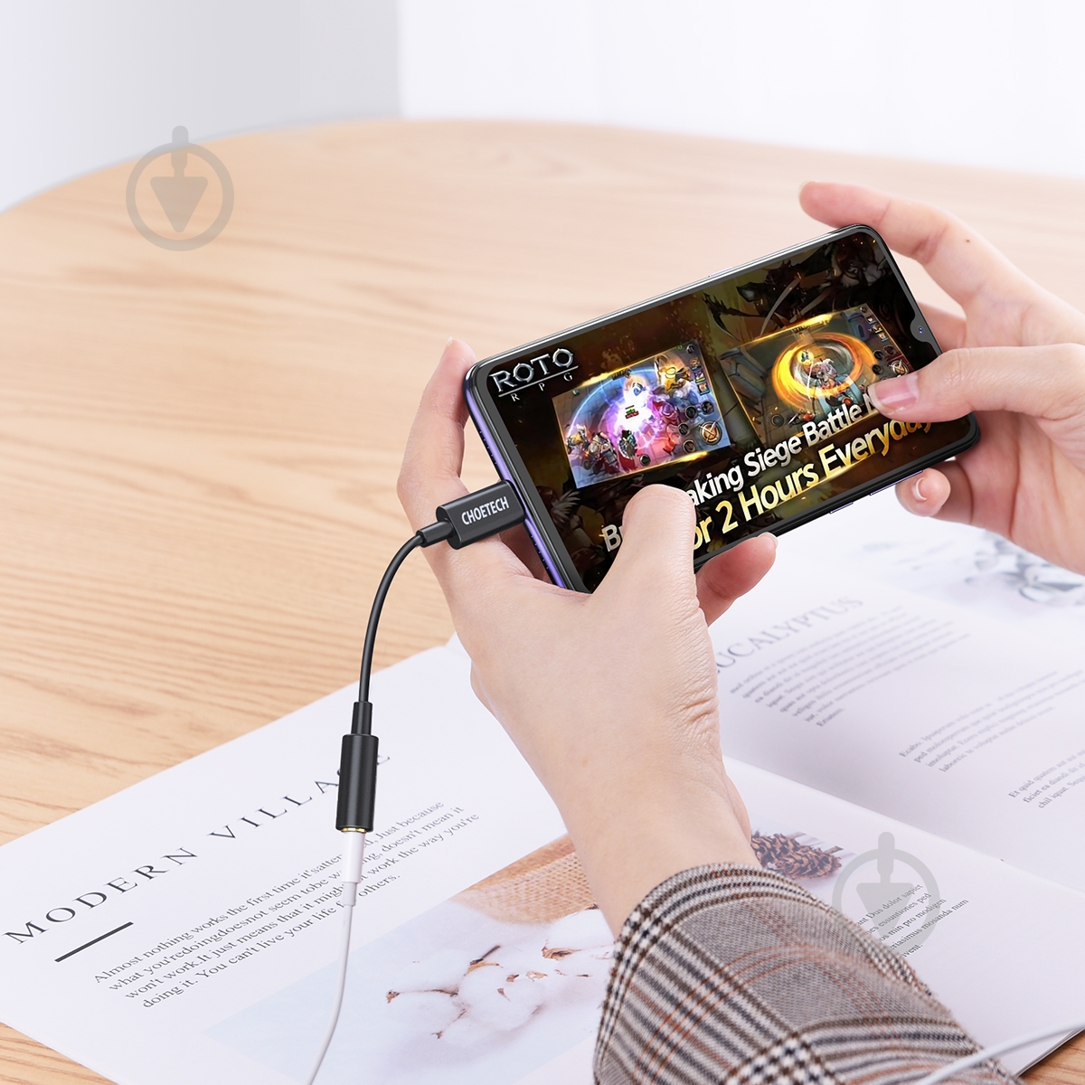 Адаптер для наушников Choetech Type-C - стерео-аудио 3.5 мм черный (AUX003-BK) - фото 9