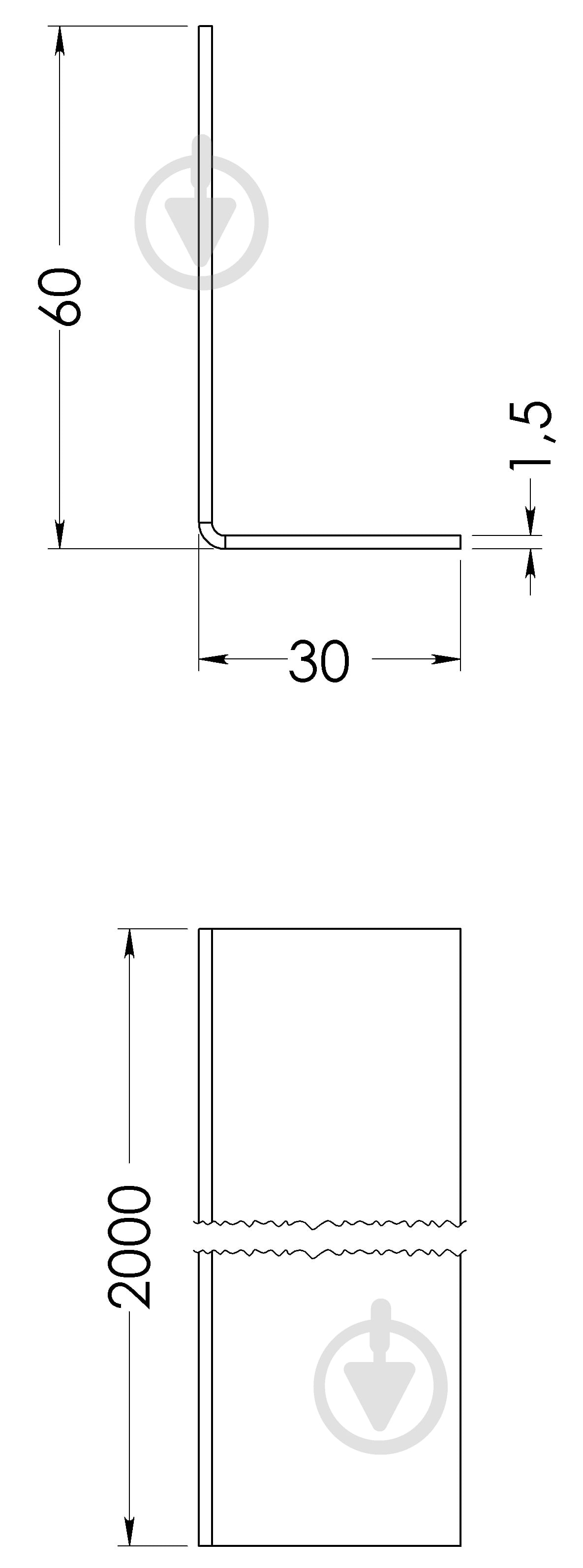 Куточок оцинкований 30x60х1,5 мм 2000 мм STOREHOUSE - фото 2