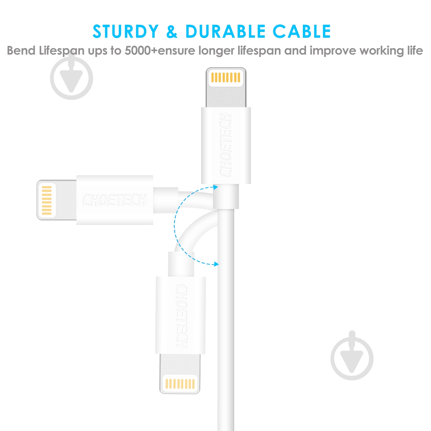 Кабель Choetech IP0027-WH USB-А/Lightning MFI 1,8 м белый (IP0027-WH) - фото 3 Кабель Choetech IP0027-WH USB-А/Lightning MFI 1,8 м белый (IP0027-WH) - фото 3