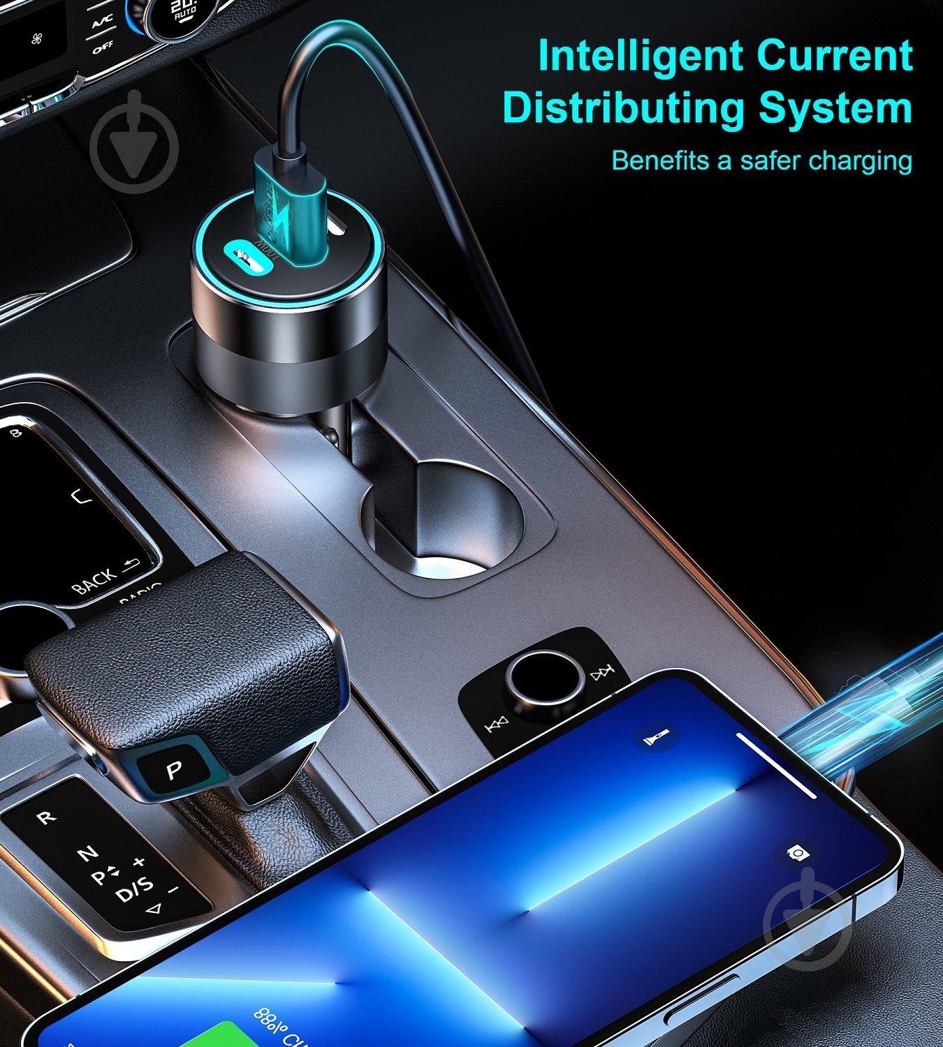 Зарядное устройство — адаптер прикуривателя-USB Choetech 2 USB-C+USB-A 130Вт QC3.0/PD - фото 9