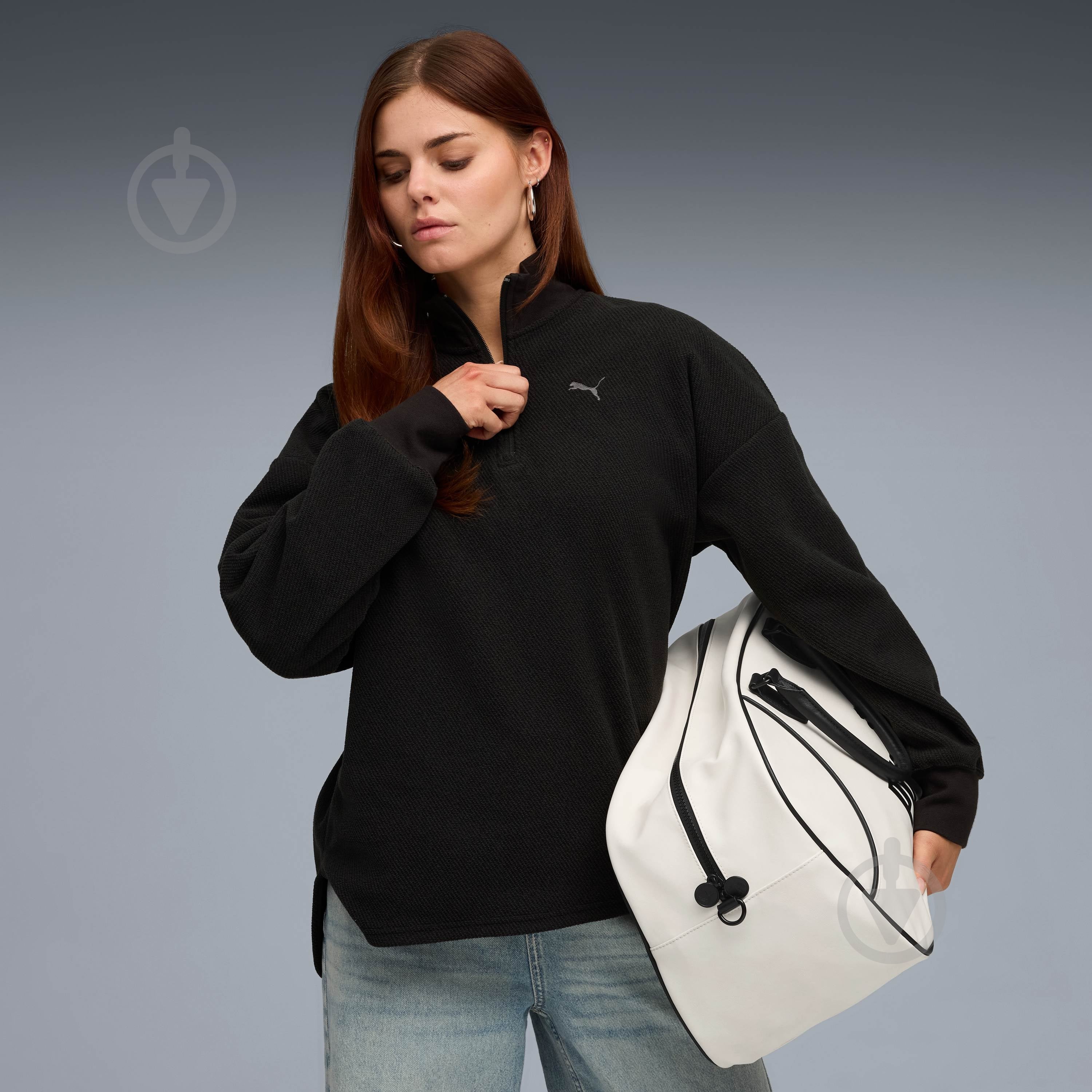 Джемпер Puma HER Oversized Half-Zip Winterized Crew 68815701 р.M черный - фото 1