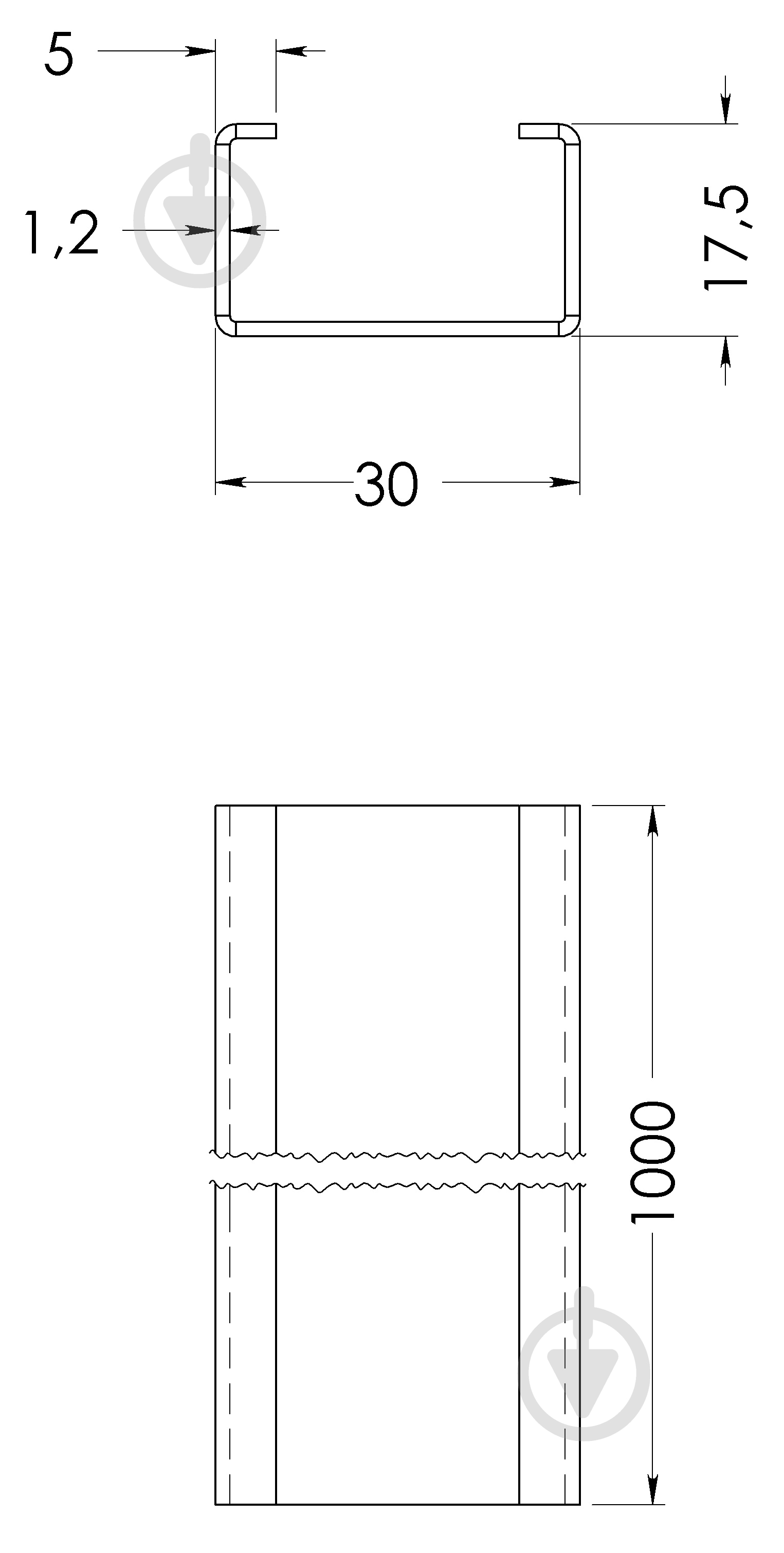 Профиль оцинкованный 30х17,5х1,2 мм 1000 мм STOREHOUSE - фото 2
