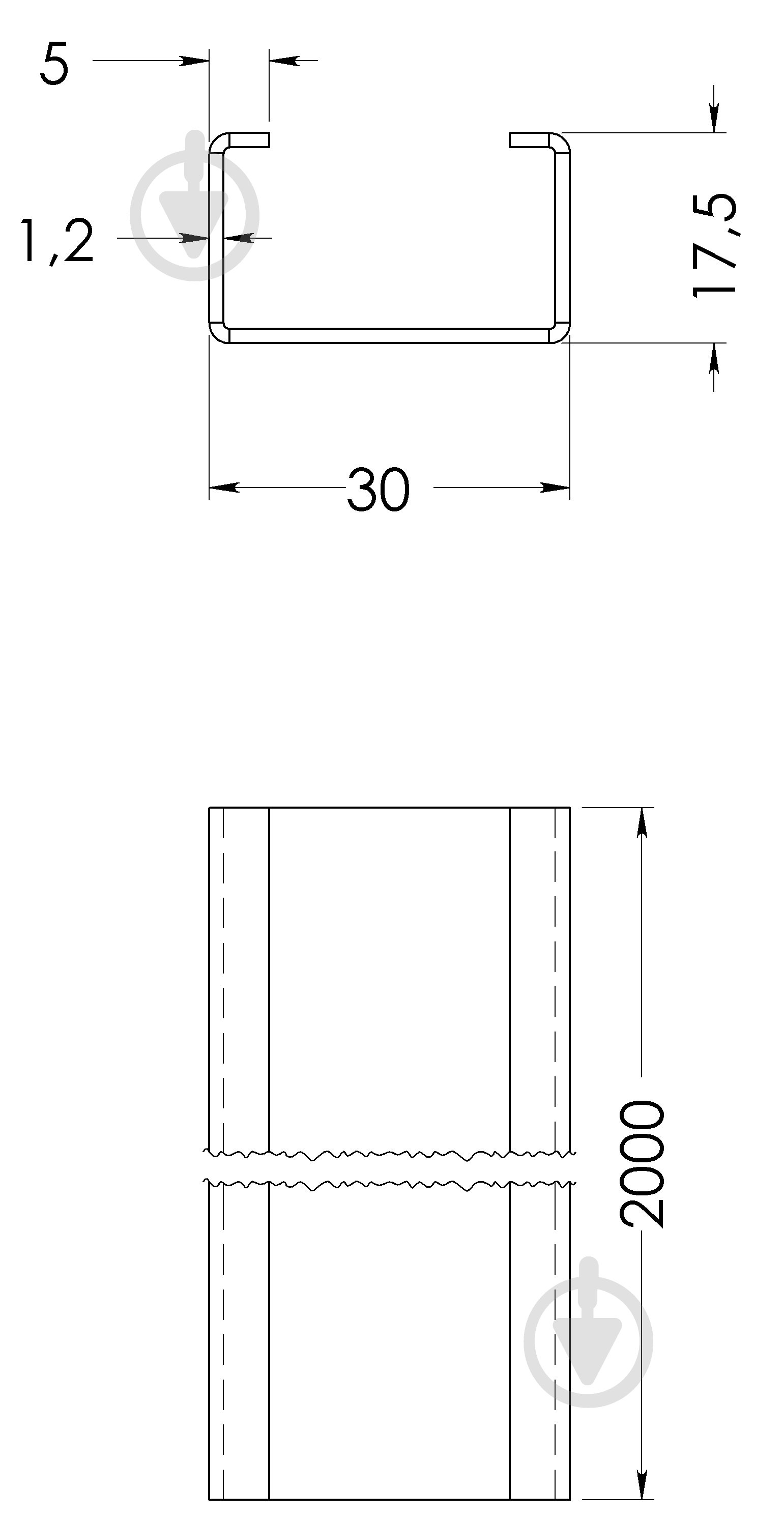 Профиль оцинкованный 30х17,5х1,2 мм 2000 мм STOREHOUSE - фото 2