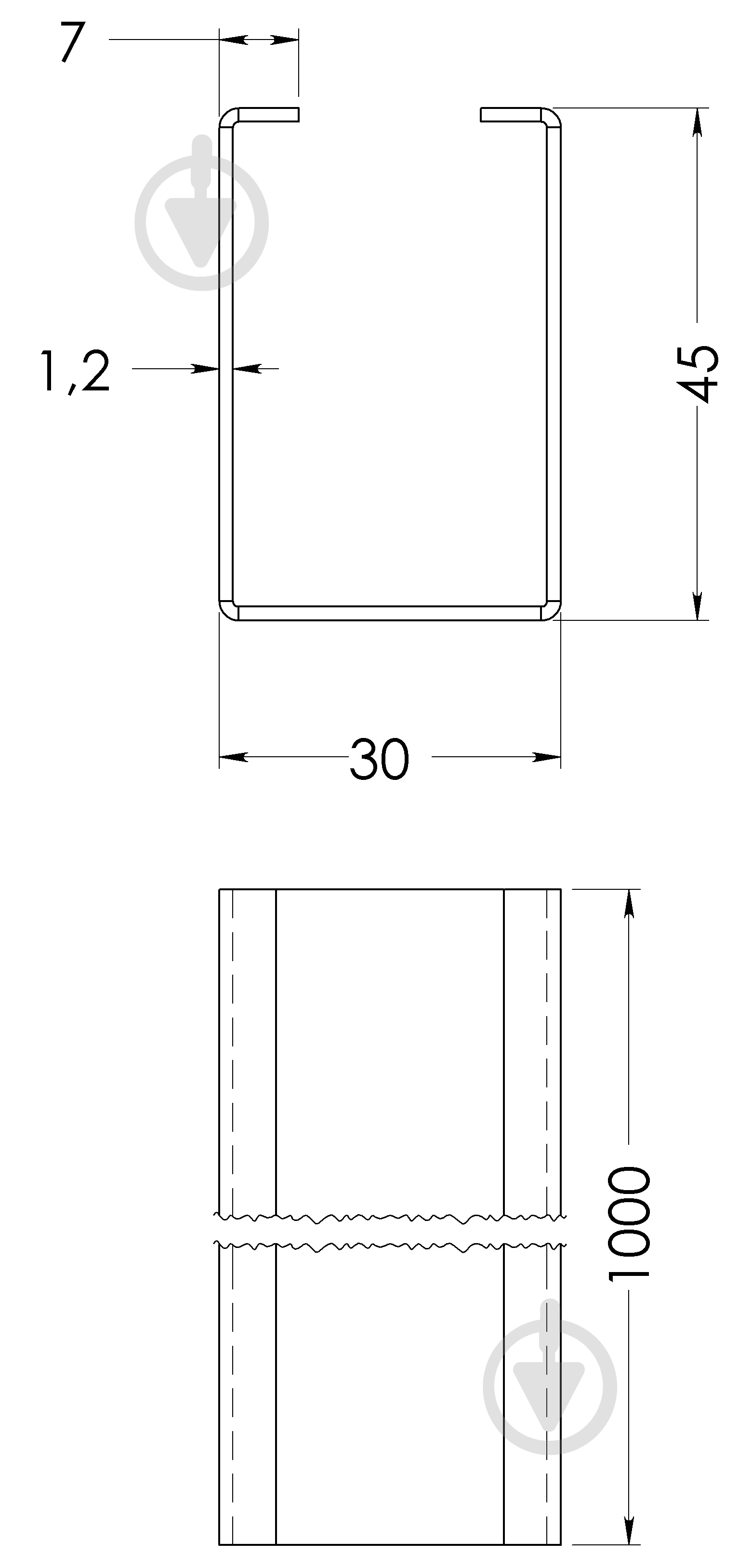 Профиль оцинкованный 30х45х1,2 мм 1000 мм STOREHOUSE - фото 2