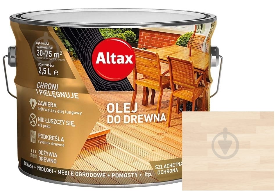 Масло для древесины Altax белый полумат 2,5 л - фото 1 Масло для древесины Altax белый полумат 2,5 л - фото 1