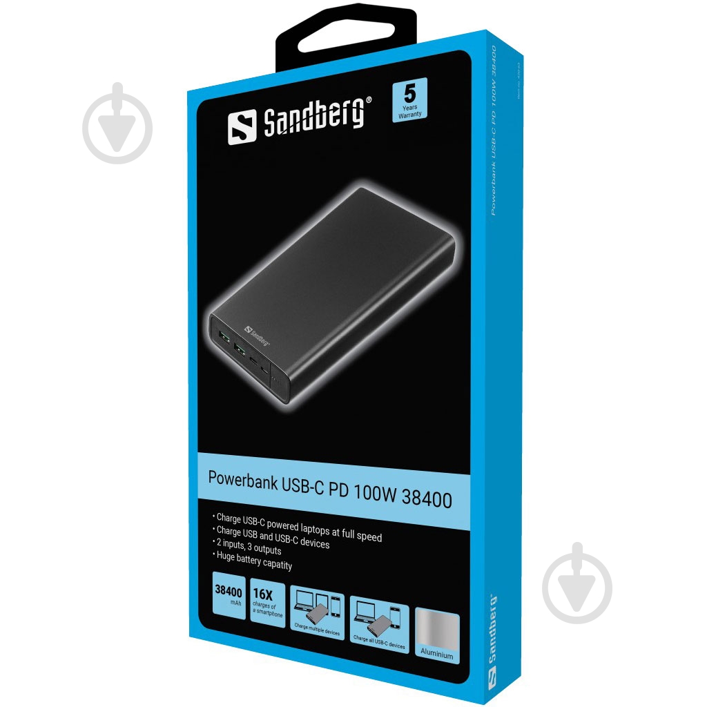 Повербанк Sandberg 38400 mAh black (420-63) - фото 2