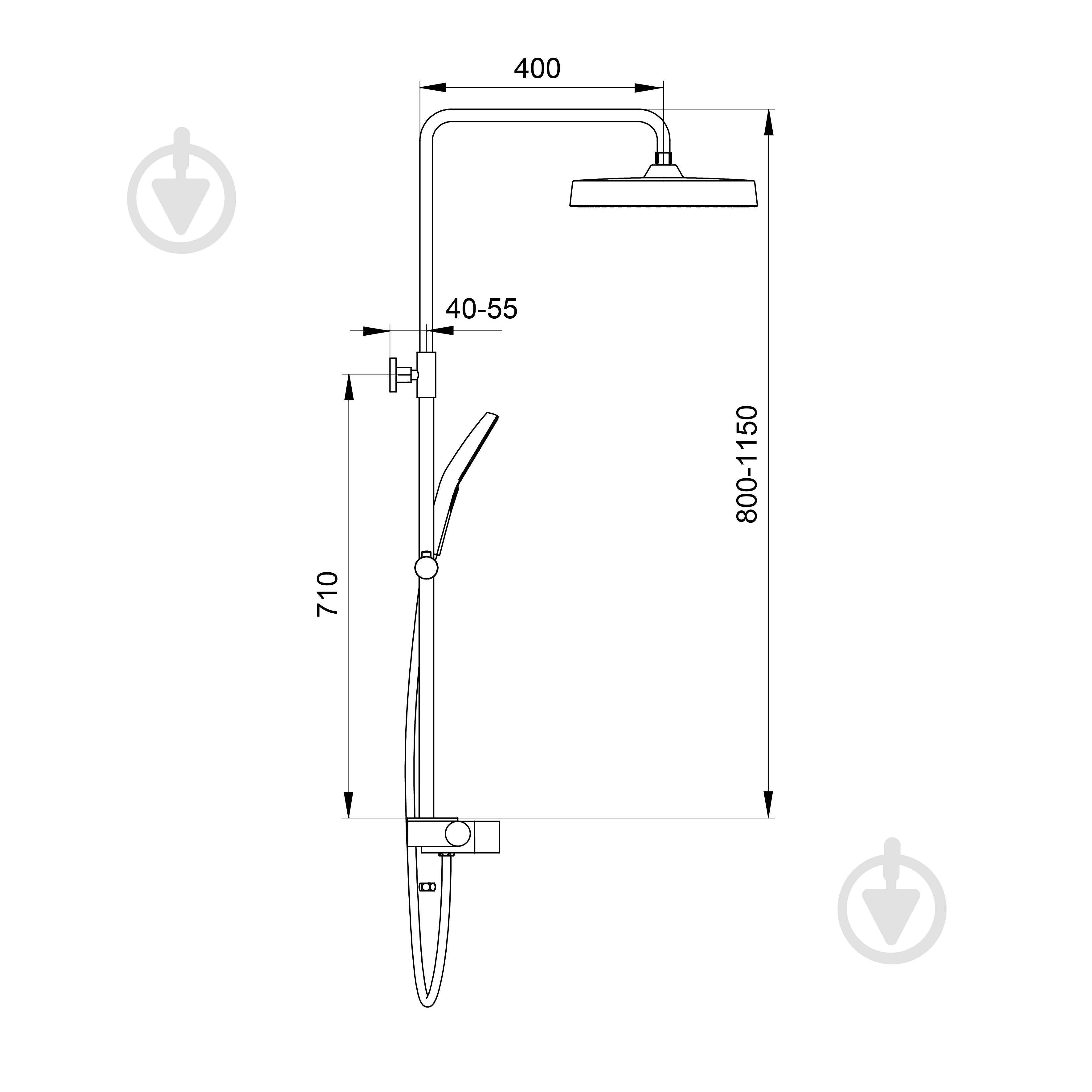 Душова система Koller Pool Orion PRO з термостатом, хром (OR045020CH) - фото 5