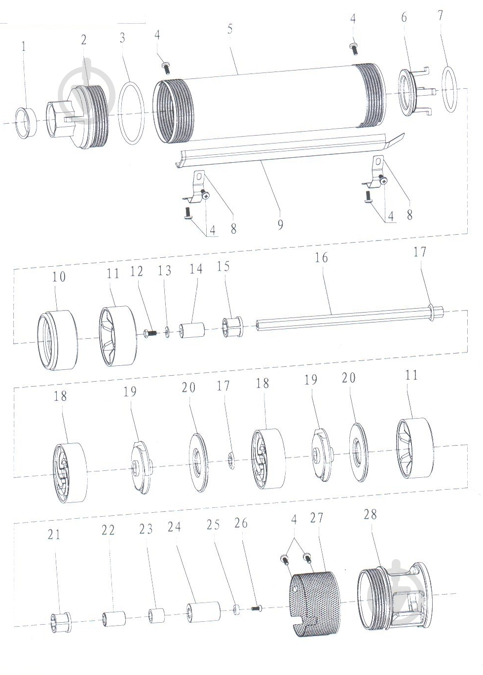 Насос скважинный Dongyin 0.55кВт H 86(66)м Q 45(30)л/хв Ø80мм AQUATICA 3SDm1.8/20 777103 - фото 2