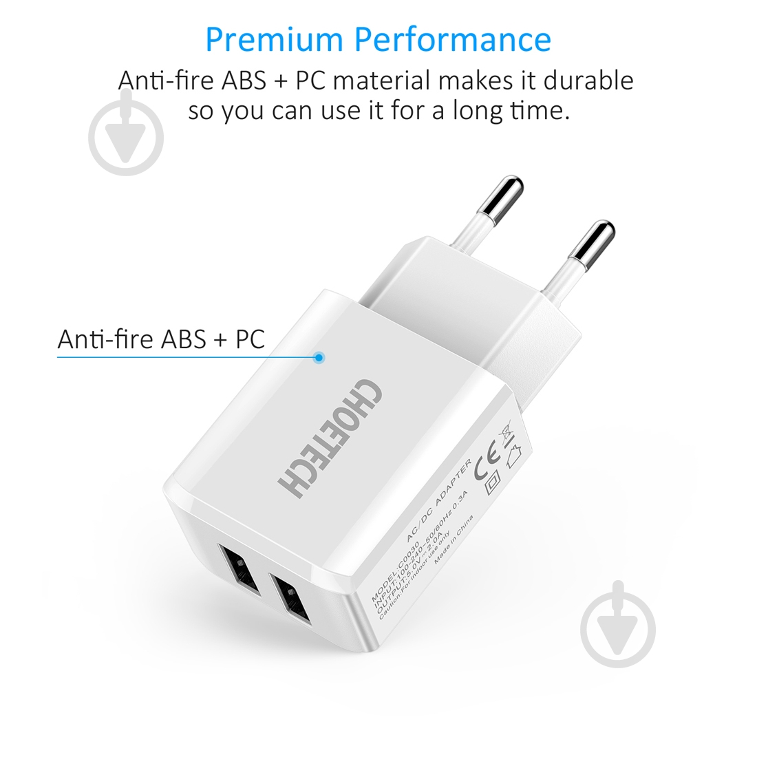 Сетевое зарядное устройство Choetech C0030EU-WH - фото 4 Сетевое зарядное устройство Choetech C0030EU-WH - фото 4