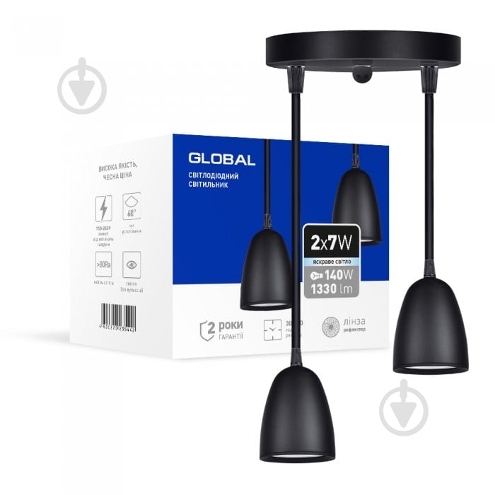 Світильник світлодіодний Global GPL-01C 4100K 2x14 Вт чорний - фото 1