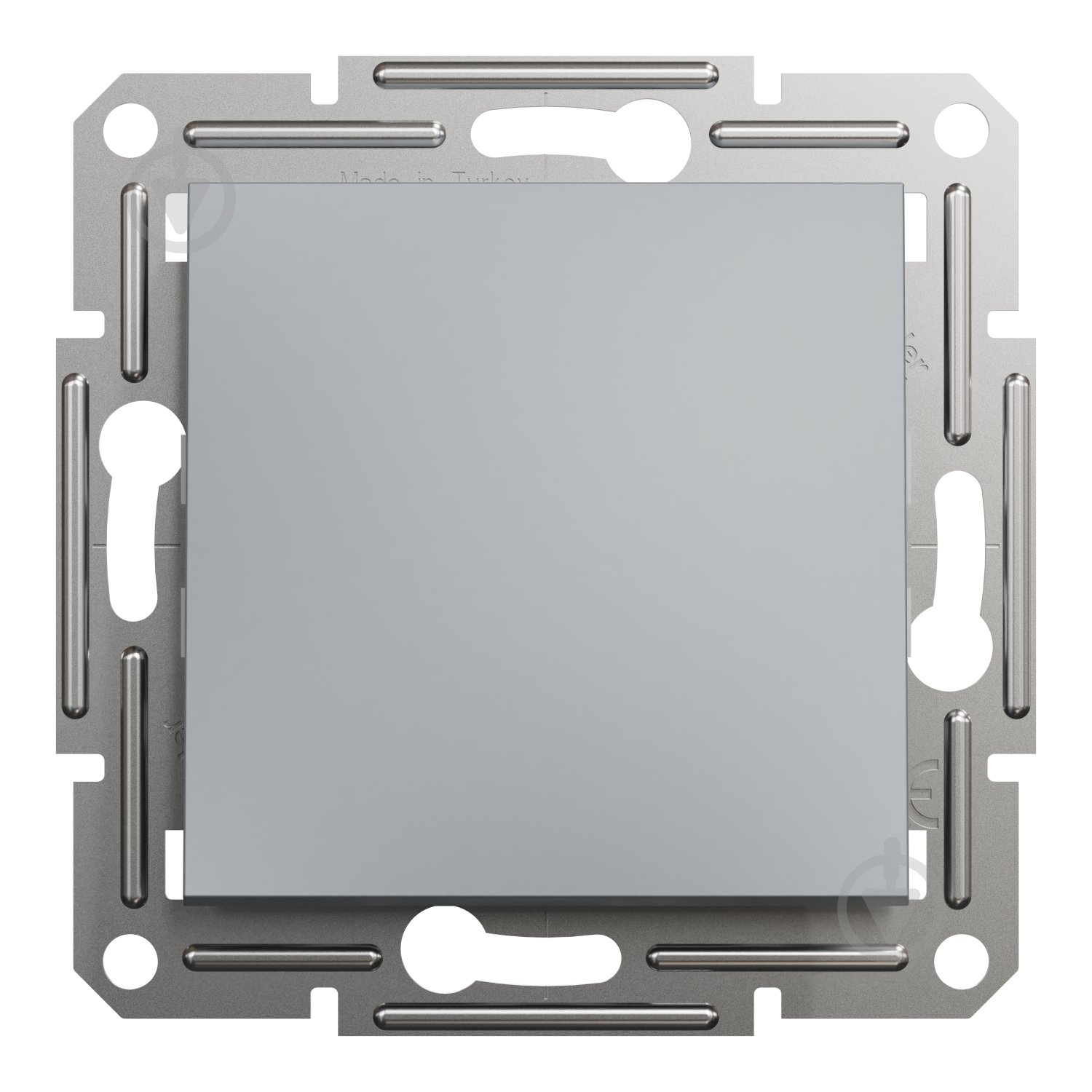 Выключатель кнопочный одноклавишный Schneider Electric Asfora без подсветки сталь EPH0700162 - фото 1