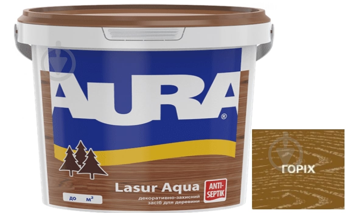 Деревозахисний засіб Aura® Lasur Aqua горіх шовковистий мат 0,07 л - фото 1