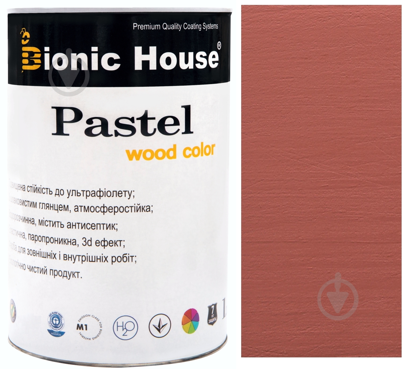 Краска Bionic House укрывная Pastel Wood Color Р208 японская вишня шелковистый глянец 0,8 л - фото 1 Краска Bionic House укрывная Pastel Wood Color Р208 японская вишня шелковистый глянец 0,8 л - фото 1