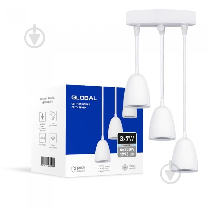 Світильник світлодіодний Global GPL-01C 4100K 3x21 Вт білий - фото 1