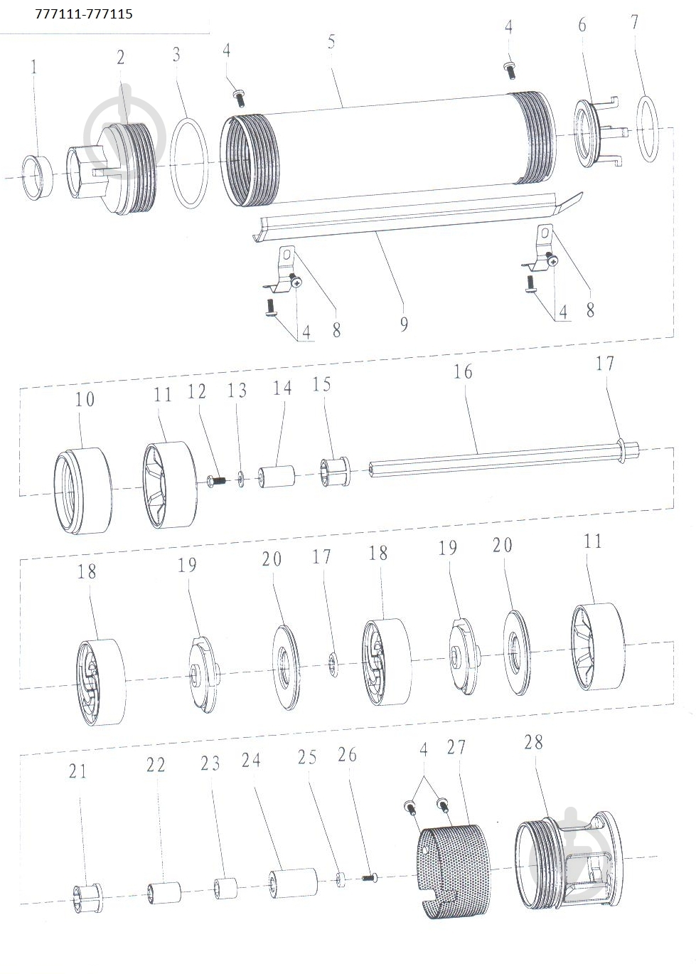 Насос скважинный Dongyin 0.25кВт H 33(27)м Q 80(50)л/хв Ø94мм AQUATICA 3.5SDm3/6 777111 - фото 2