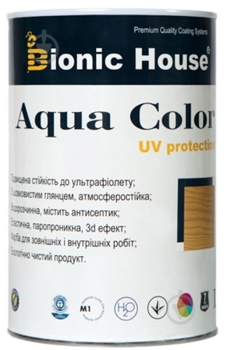 Лазурь Bionic House лессирующая универсальная Aqua Color UV protect дуб светлый шелковистый мат 0,8 л - фото 2 Лазурь Bionic House лессирующая универсальная Aqua Color UV protect дуб светлый шелковистый мат 0,8 л - фото 2
