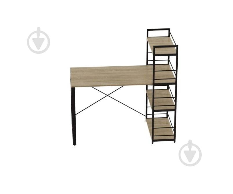 Стол письменный Коннект с этажеркой 1200x600x16 мм дуб сонома/черный - фото 2