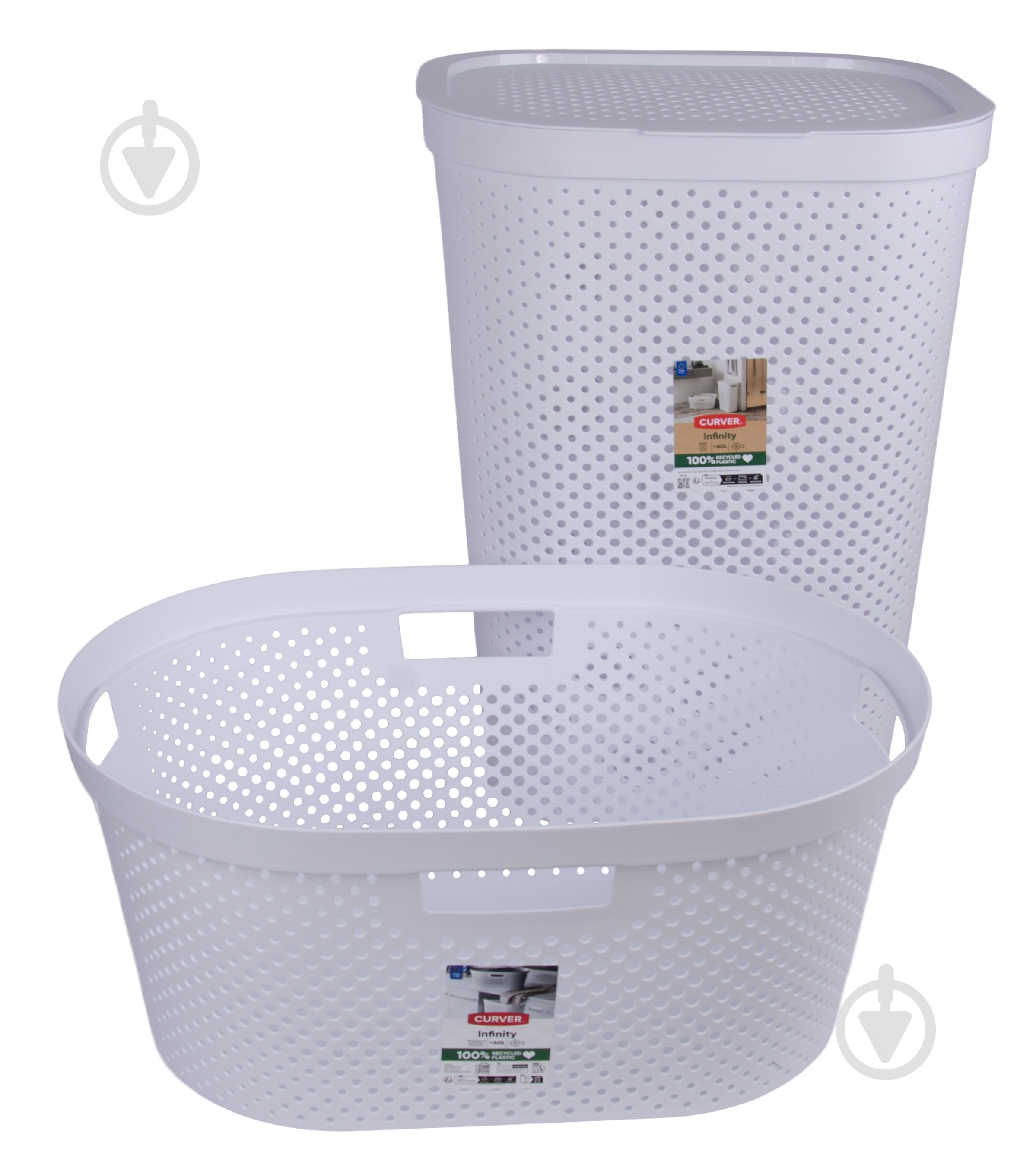 Кошик для білизни Curver INFINITY 60 л + 40 л 2 шт. білий - фото 1 Кошик для білизни Curver INFINITY 60 л + 40 л 2 шт. білий - фото 1