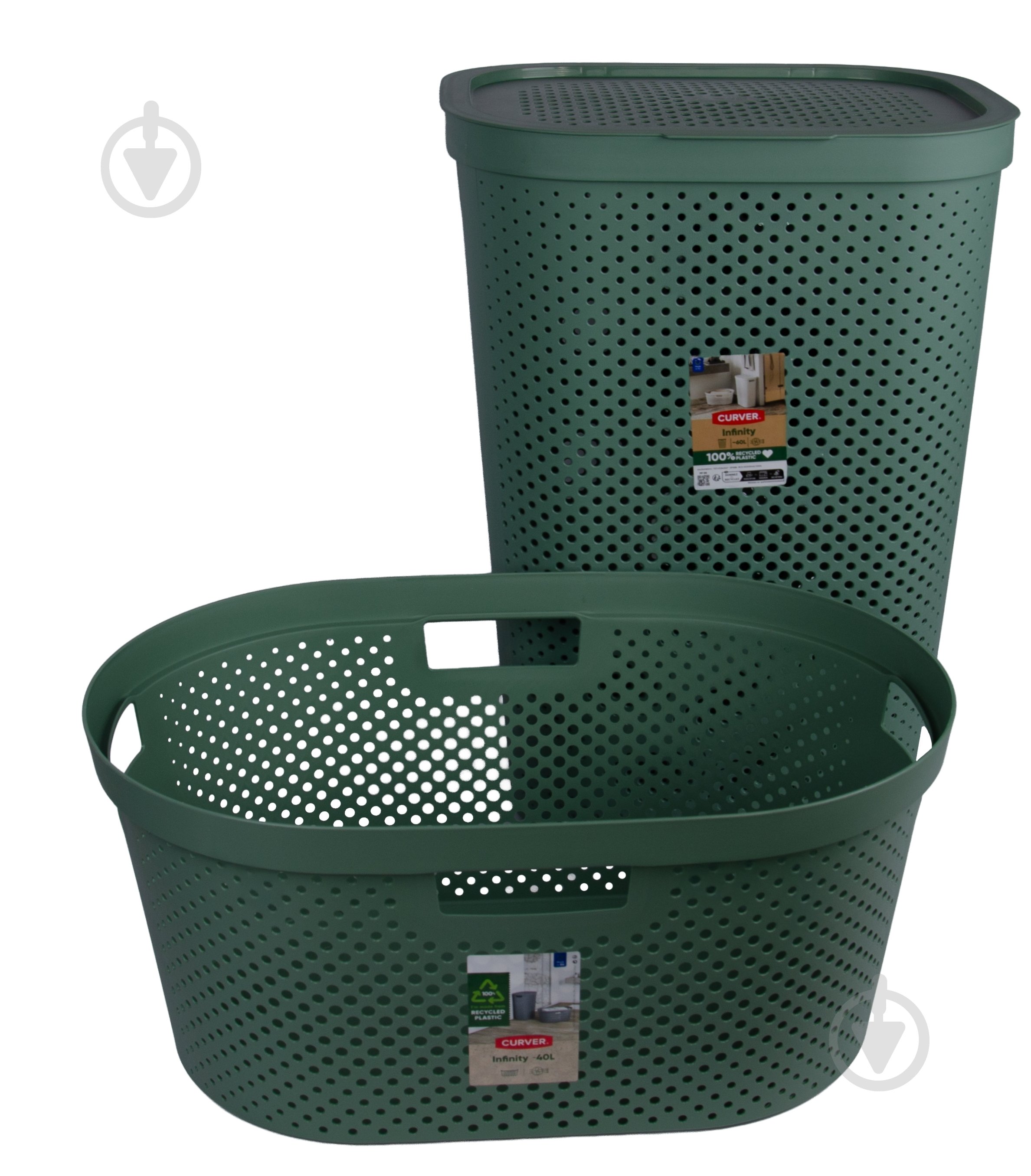 Кошик для білизни Curver INFINITY 60 л + 40 л 2 шт. зелений - фото 1 Кошик для білизни Curver INFINITY 60 л + 40 л 2 шт. зелений - фото 1