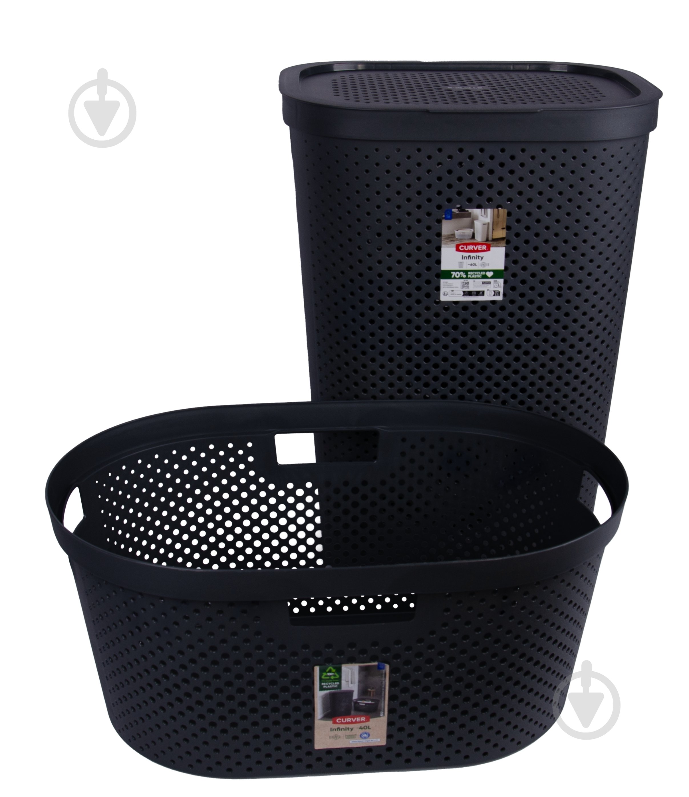 Кошик для білизни Curver INFINITY 60 л + 40 л 2 шт. темно-сірий - фото 1 Кошик для білизни Curver INFINITY 60 л + 40 л 2 шт. темно-сірий - фото 1