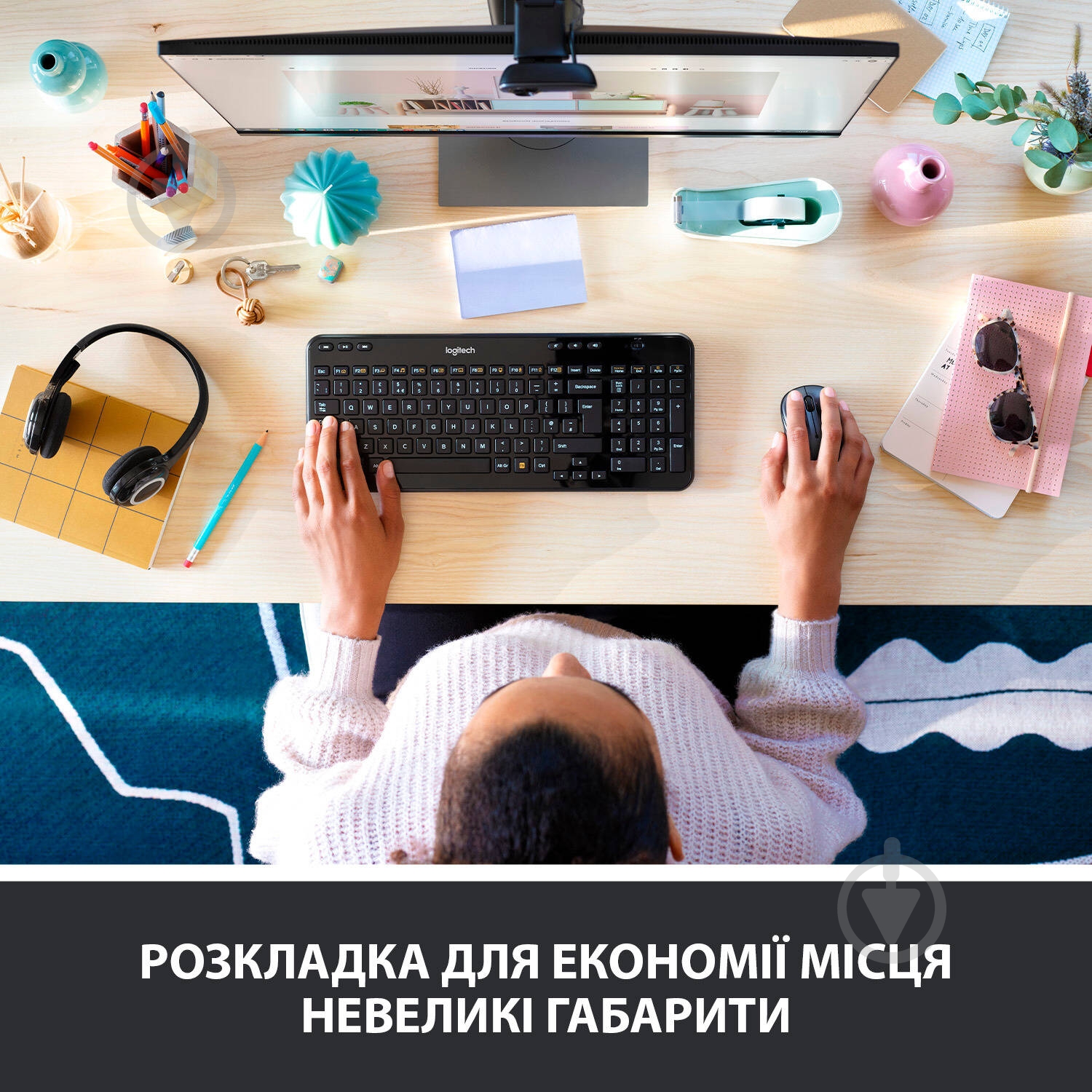 Клавіатура Logitech Wireless Keyboard (920-003095) K360 black - фото 5