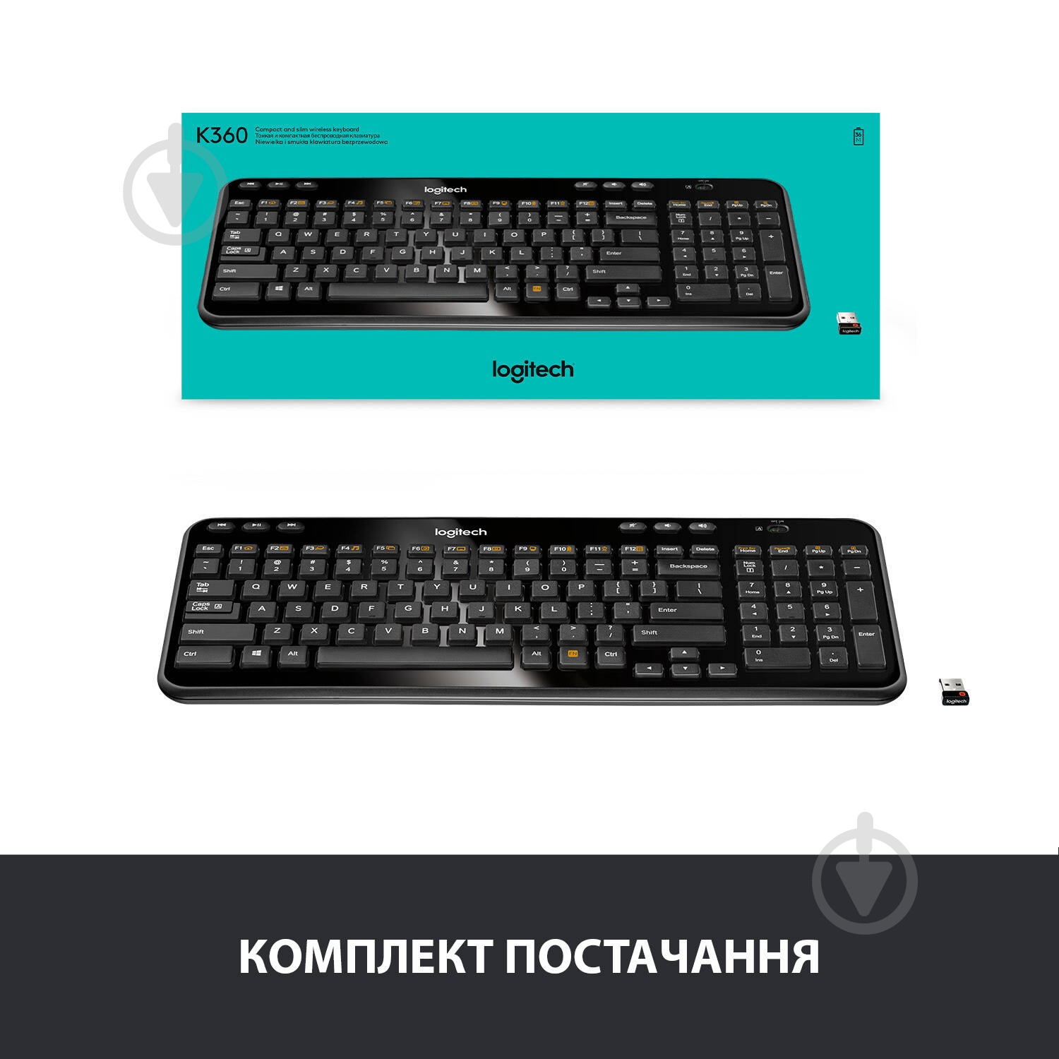 Клавіатура Logitech Wireless Keyboard (920-003095) K360 black - фото 8