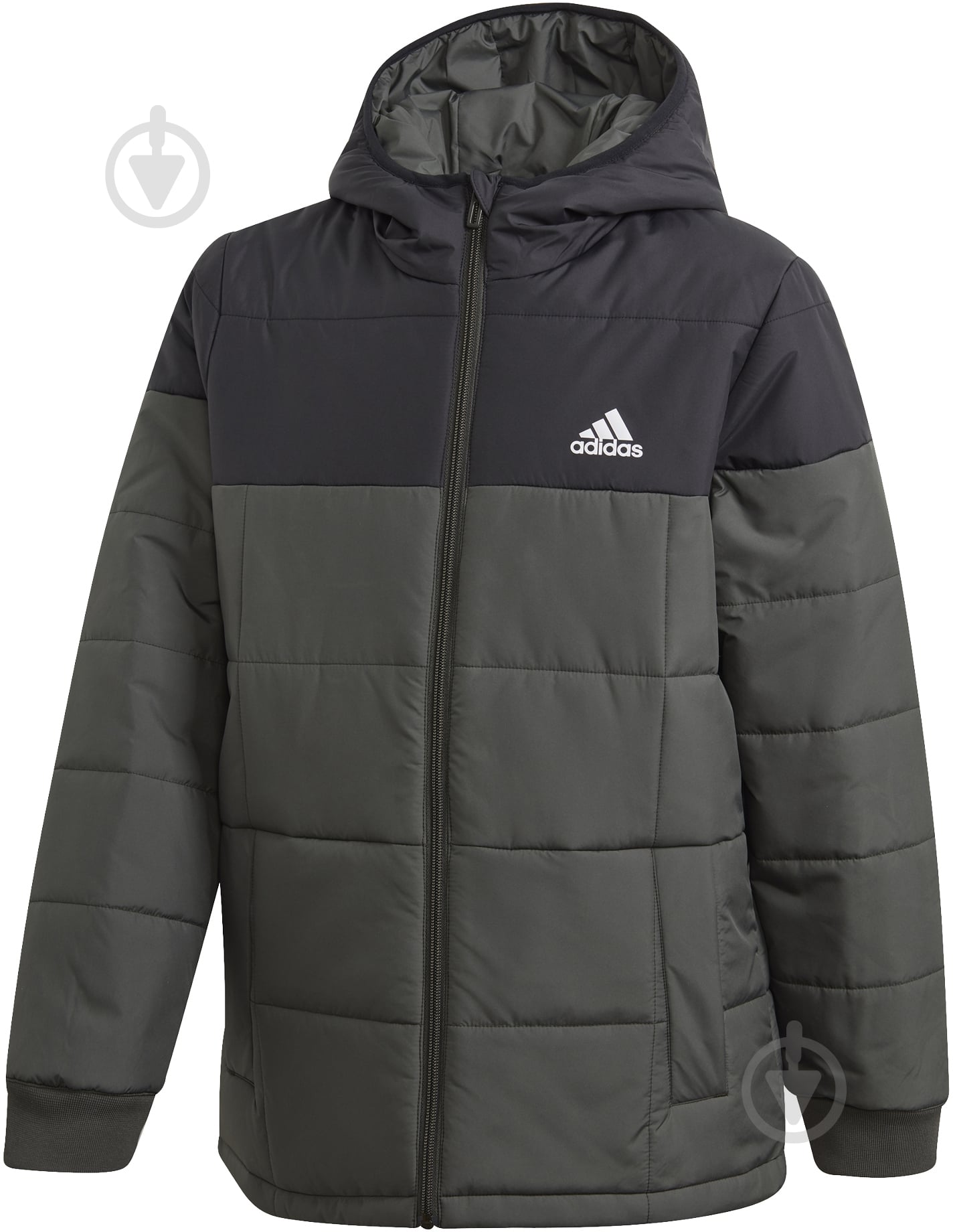 Куртка зимняя Adidas YK J PADDING GG3720 зеленая - фото 2 Куртка зимняя Adidas YK J PADDING GG3720 зеленая - фото 2
