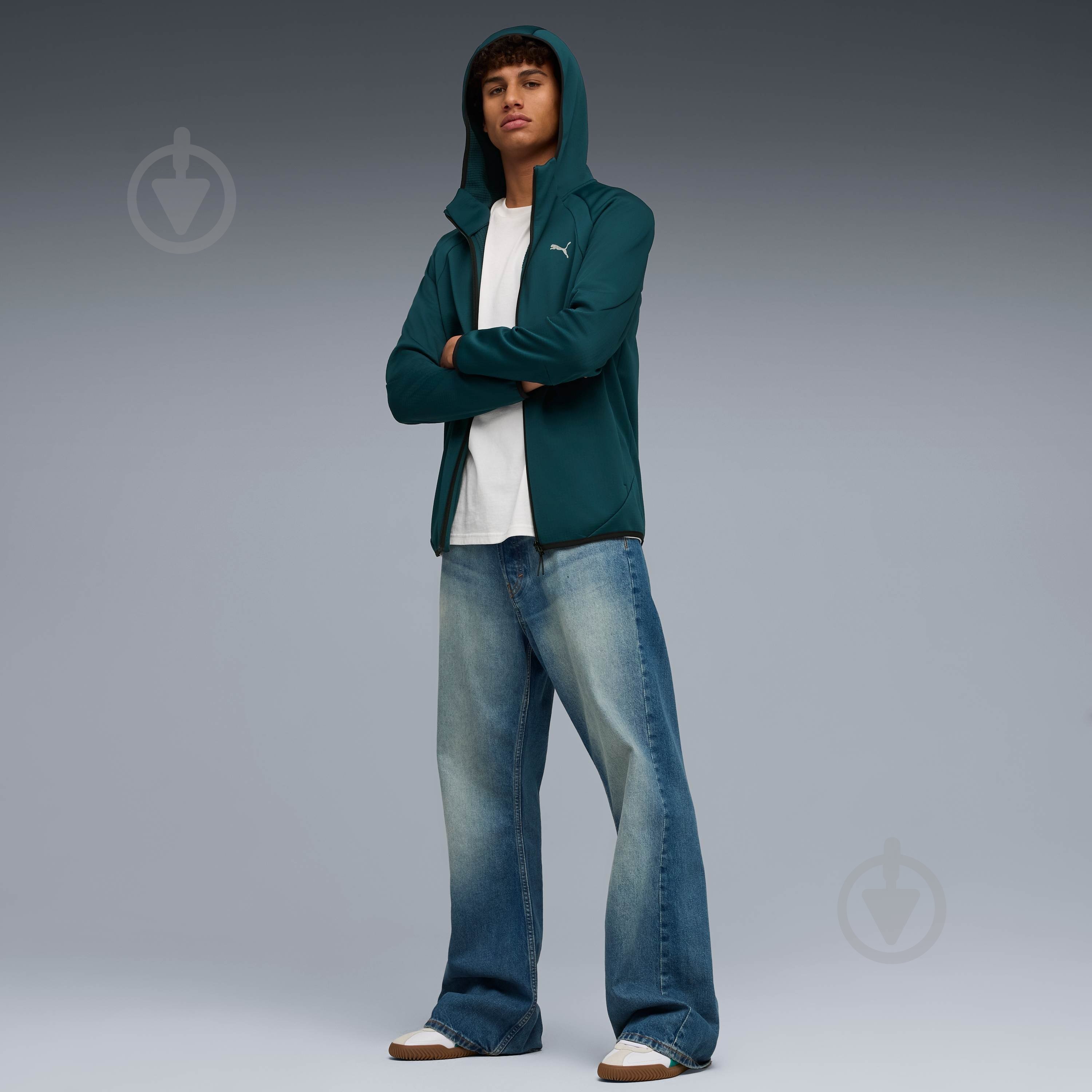 Джемпер Puma EVOSTRIPE Warm FZ Hoodie 68823775 р.2XL зелений - фото 3 Джемпер Puma EVOSTRIPE Warm FZ Hoodie 68823775 р.2XL зелений - фото 3