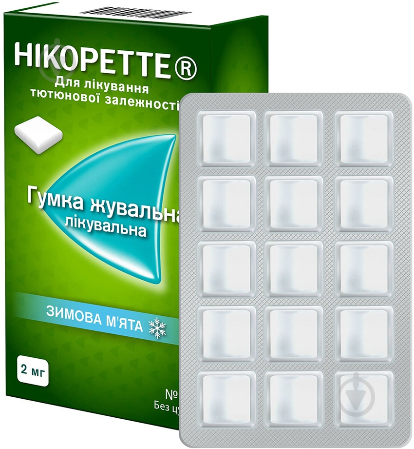 Никоретте со вкусом свежей мяты №30 резинка жевательная 2 мг - фото 1