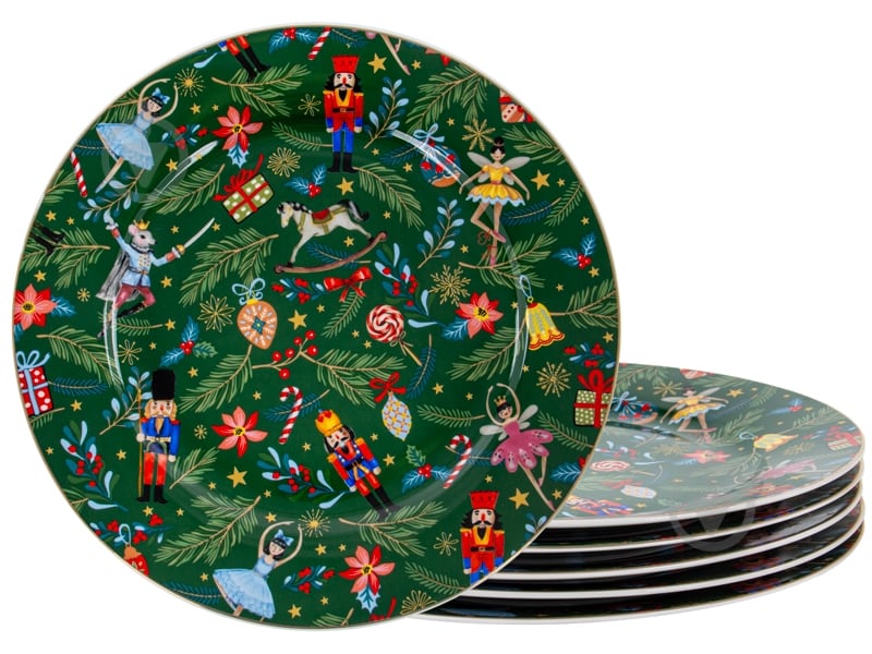 Набор десертных тарелок Lefard Green Christmas 19 см 6 шт. 922-071 - фото 1 Набор десертных тарелок Lefard Green Christmas 19 см 6 шт. 922-071 - фото 1