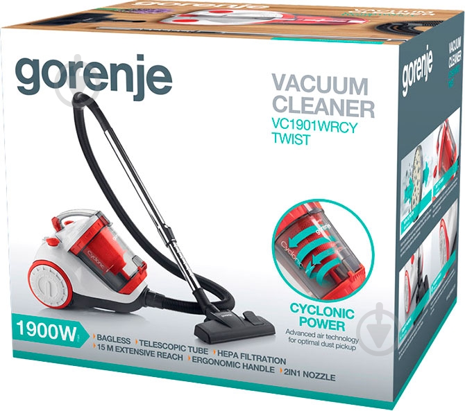 Пылесос Gorenje VC1901WRCY red/white - фото 5