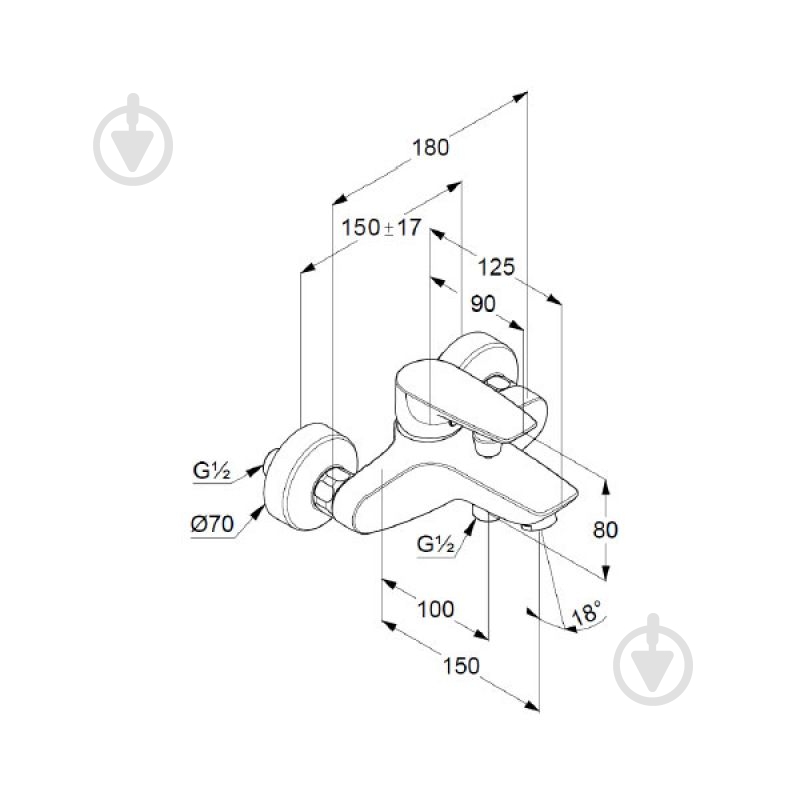 Смеситель для ванны/душа Kludi Pure & Solid 346810575 - фото 2