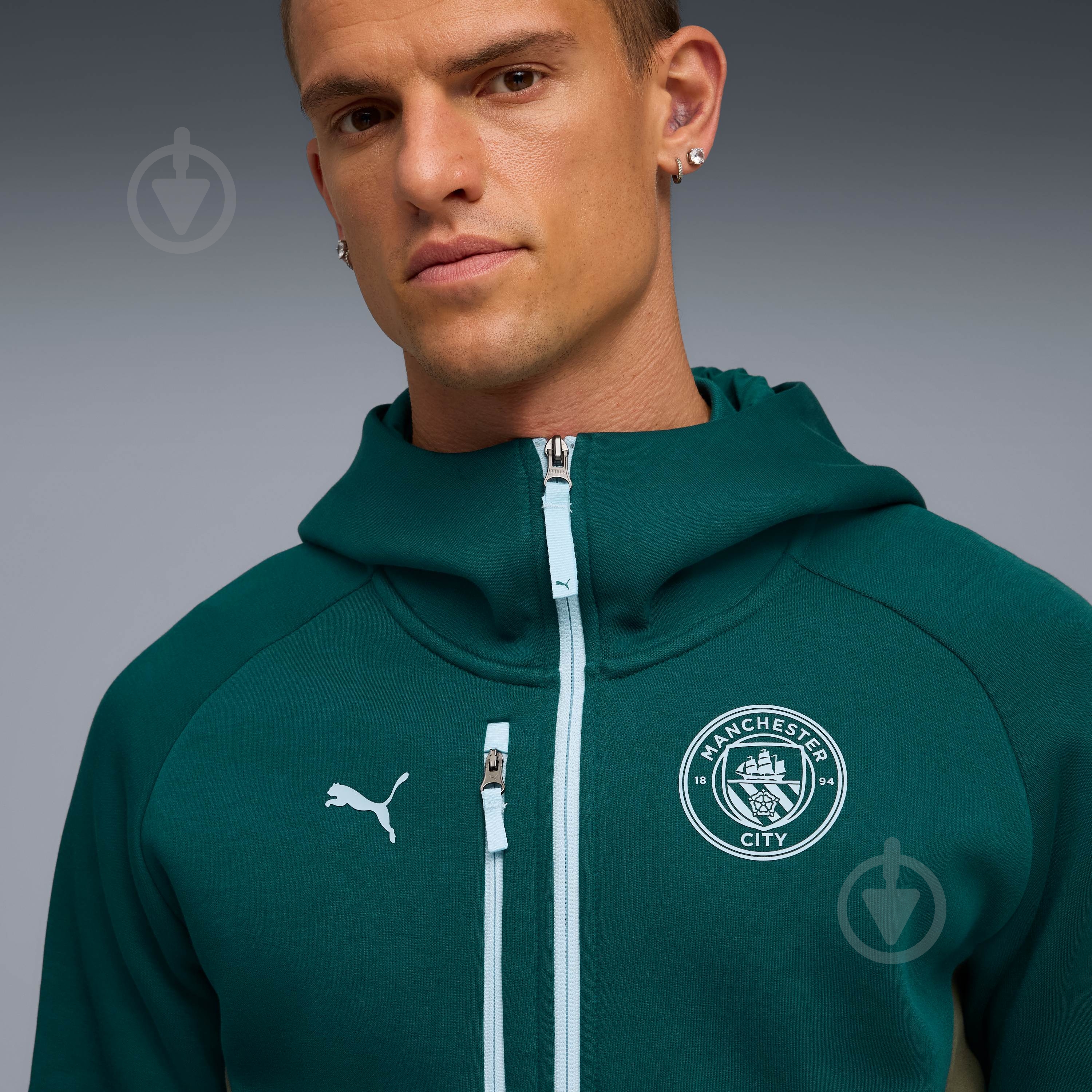 Джемпер Puma MCFC PUMATECH FZ Hoodie 78265626 р.L зелений - фото 3 Джемпер Puma MCFC PUMATECH FZ Hoodie 78265626 р.L зелений - фото 3