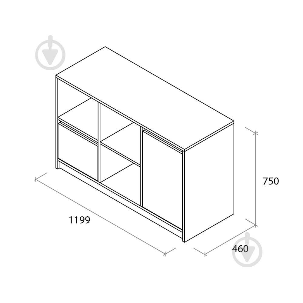 Тумба під ТВ Aqua Rodos Loft білий / 1200x750x460 мм сірий (ОР0003554) - фото 2 Тумба під ТВ Aqua Rodos Loft білий / 1200x750x460 мм сірий (ОР0003554) - фото 2
