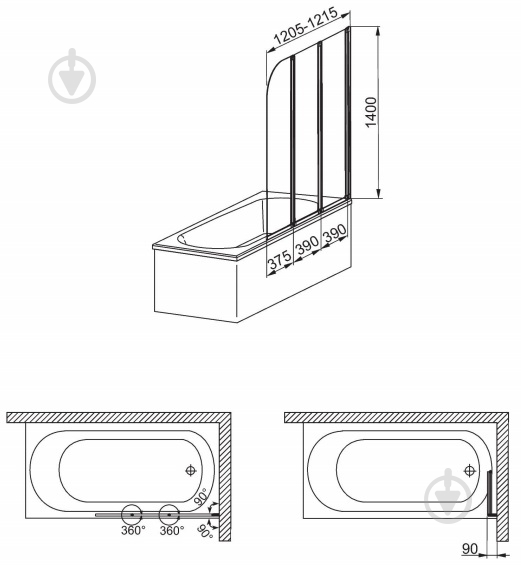 Штора для душа Aquaform Modern 3 170-06956 - фото 3 Штора для душа Aquaform Modern 3 170-06956 - фото 3