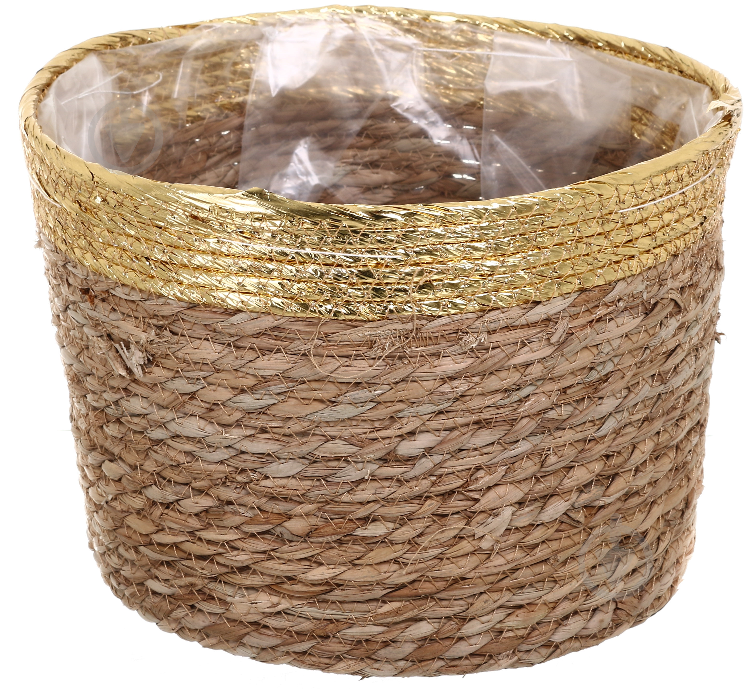 Кашпо ПВХ флористичне 29x20 см FWP23-10-2 круглий коричневий із золотистим - фото 1 Кашпо ПВХ флористичне 29x20 см FWP23-10-2 круглий коричневий із золотистим - фото 1