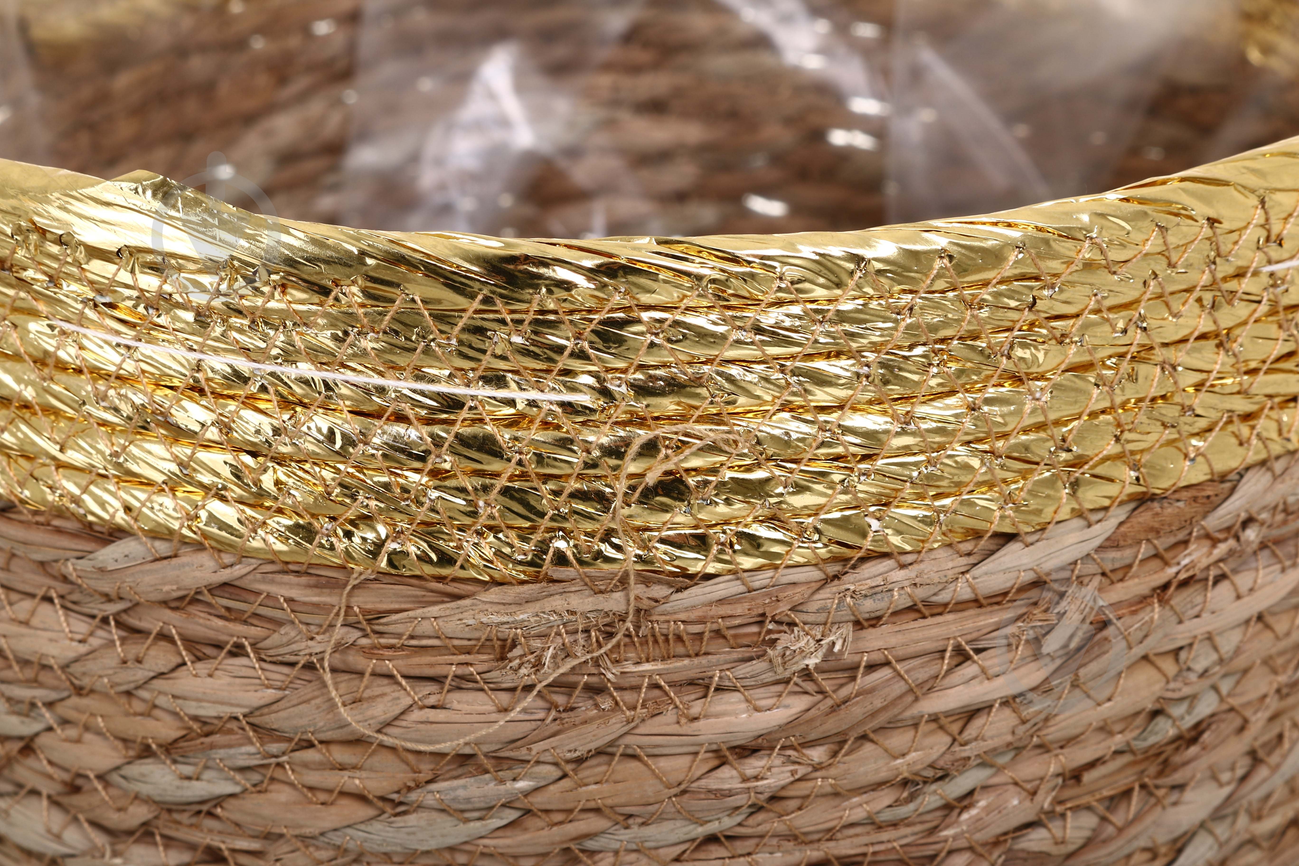 Кашпо ПВХ флористичне 29x20 см FWP23-10-2 круглий коричневий із золотистим - фото 2 Кашпо ПВХ флористичне 29x20 см FWP23-10-2 круглий коричневий із золотистим - фото 2