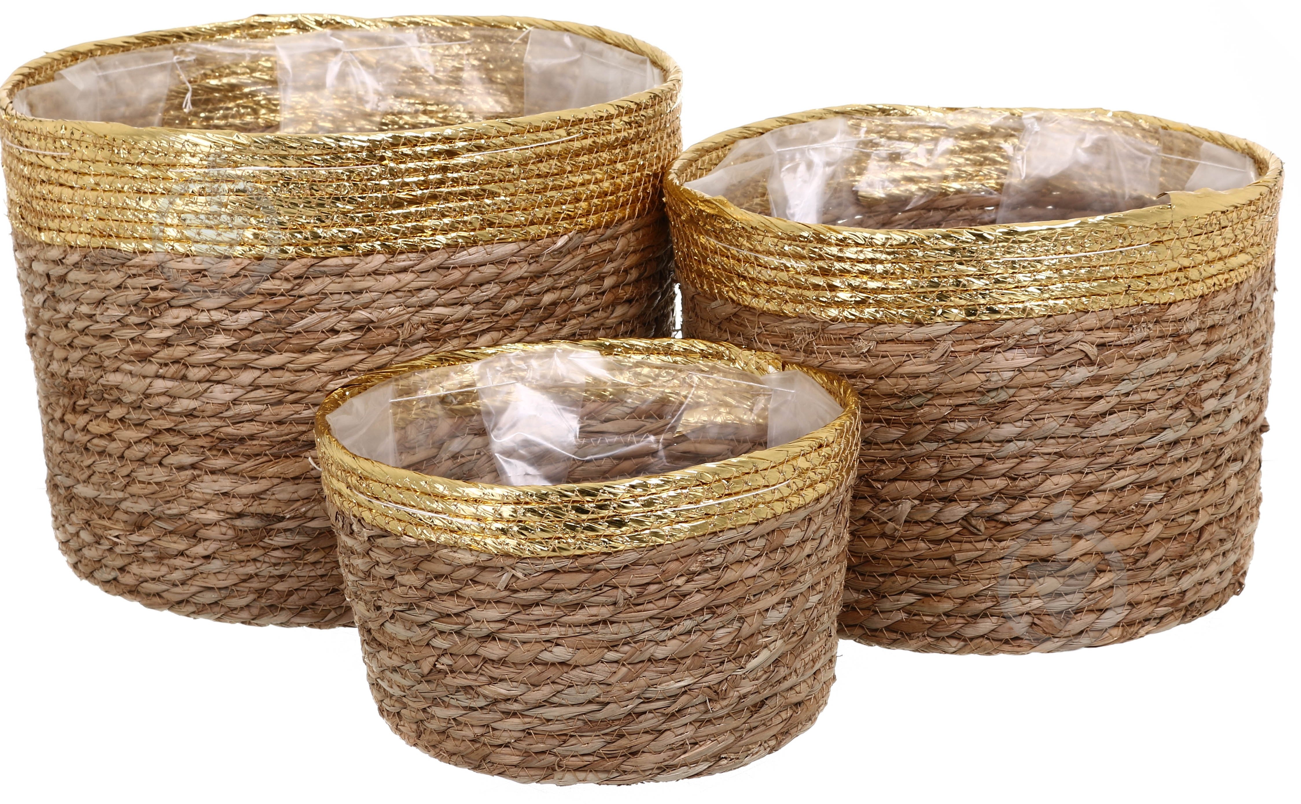 Кашпо ПВХ флористичне 29x20 см FWP23-10-2 круглий коричневий із золотистим - фото 3 Кашпо ПВХ флористичне 29x20 см FWP23-10-2 круглий коричневий із золотистим - фото 3