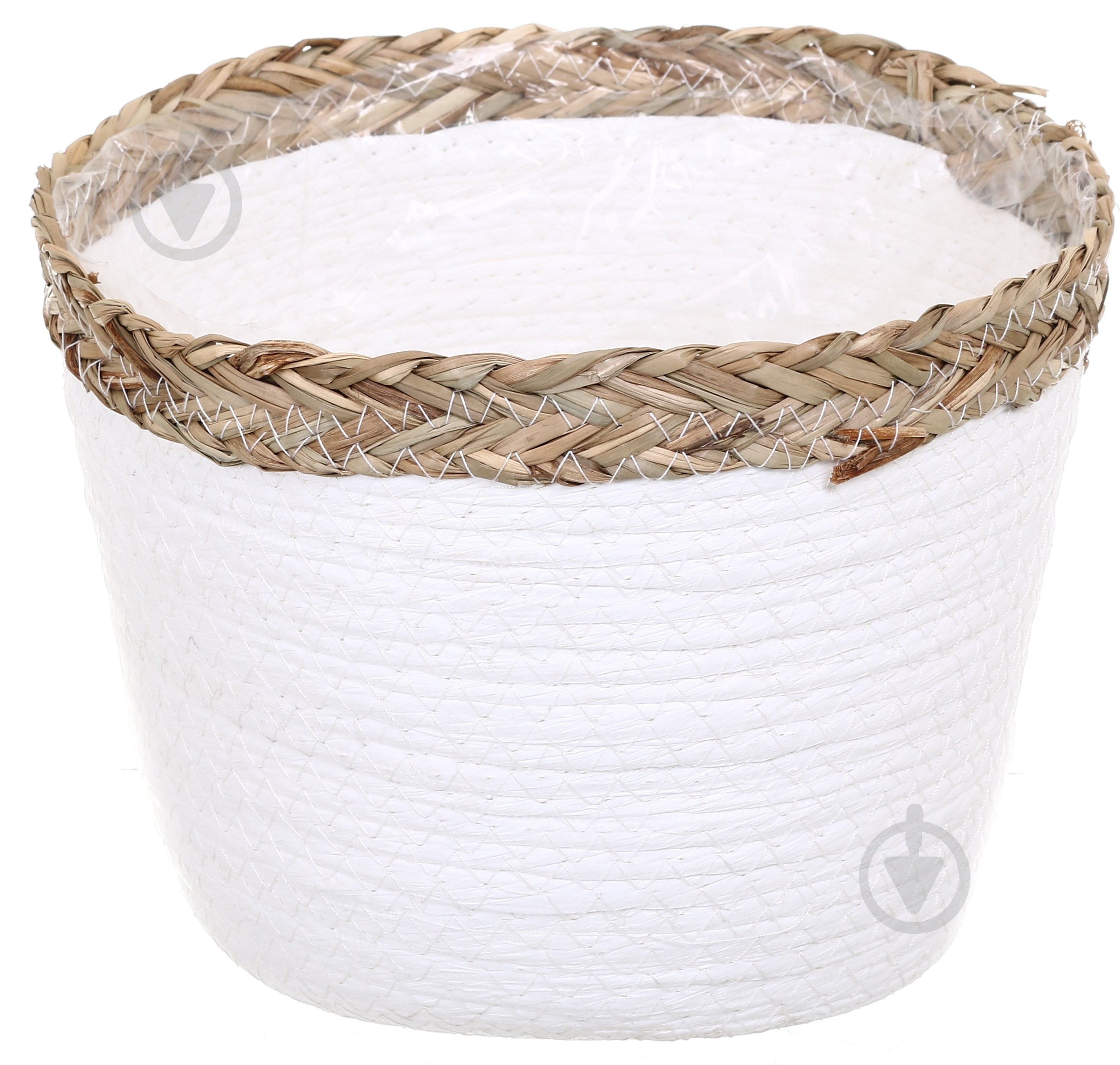 Кашпо ПВХ флористичне 25x19 см FWP23-4-1 круглий білий із коричневим - фото 1 Кашпо ПВХ флористичне 25x19 см FWP23-4-1 круглий білий із коричневим - фото 1