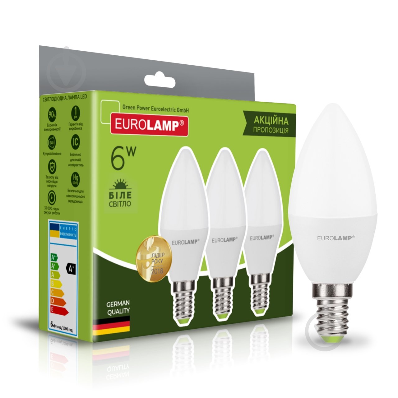 Лампа світлодіодна Eurolamp Candle 3 шт./уп. 6 Вт C37 матова E14 220 В 4000 К MLP-LED-CL-06144(3) - фото 1