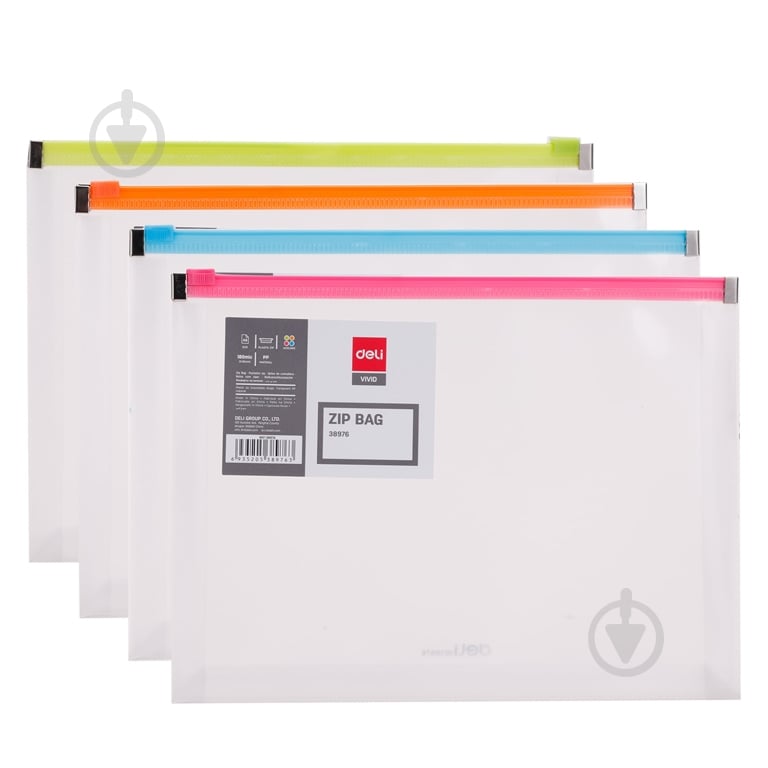 Папка Папка на молнии Deli 38976 прозр А5 с цветн блеск Rio PP (0,18мм) Deli - фото 1 Папка Папка на молнии Deli 38976 прозр А5 с цветн блеск Rio PP (0,18мм) Deli - фото 1
