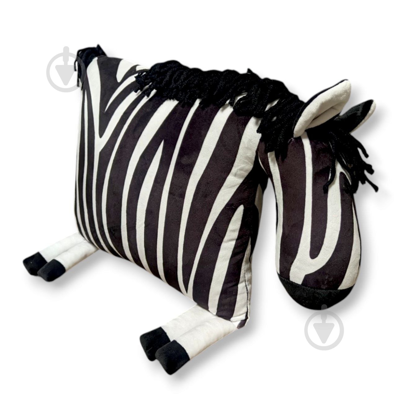 Подушка-обіймашка Коник зебра 35x50 см чорний із білим Анна - фото 1 Подушка-обіймашка Коник зебра 35x50 см чорний із білим Анна - фото 1