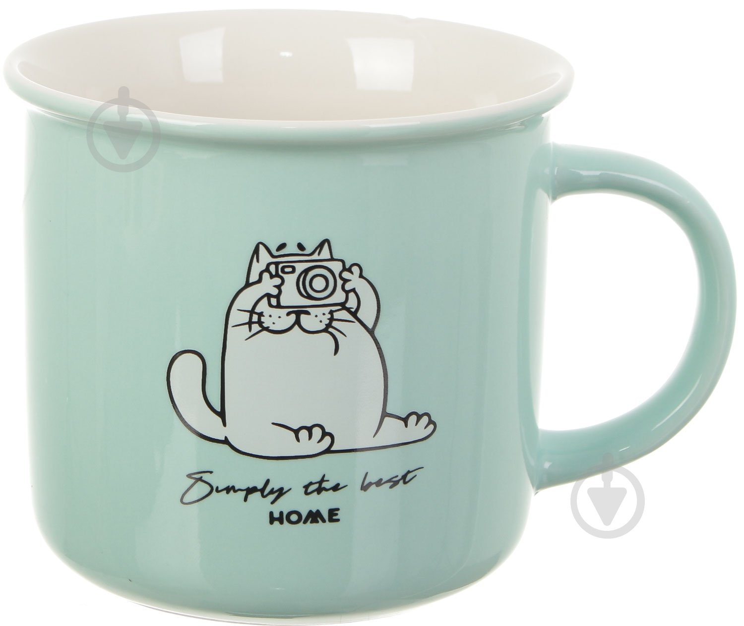 Чашка Fiora Funny Cat Turquoise 350 мл - фото 1