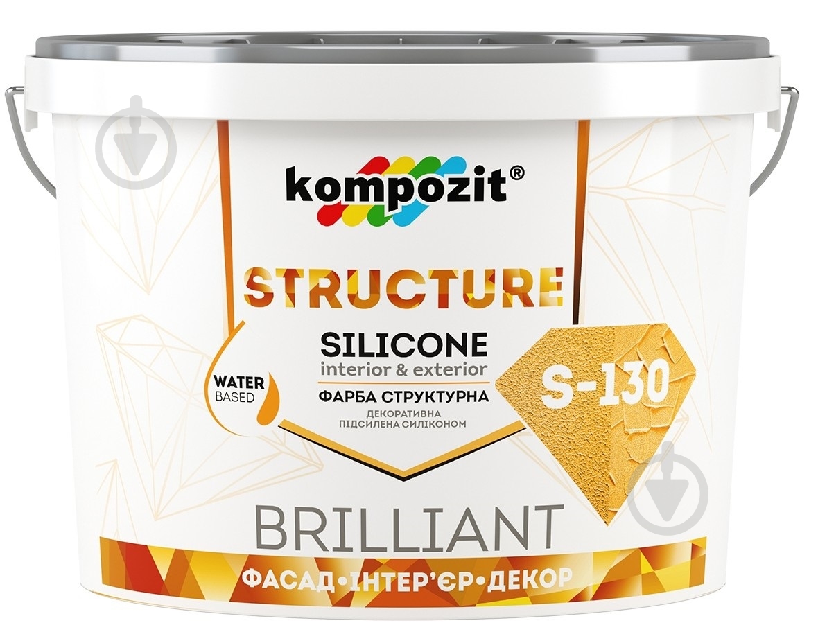 Фарба силіконова структурна Kompozit STRUCTURE S130 мат білий 4 кг - фото 1