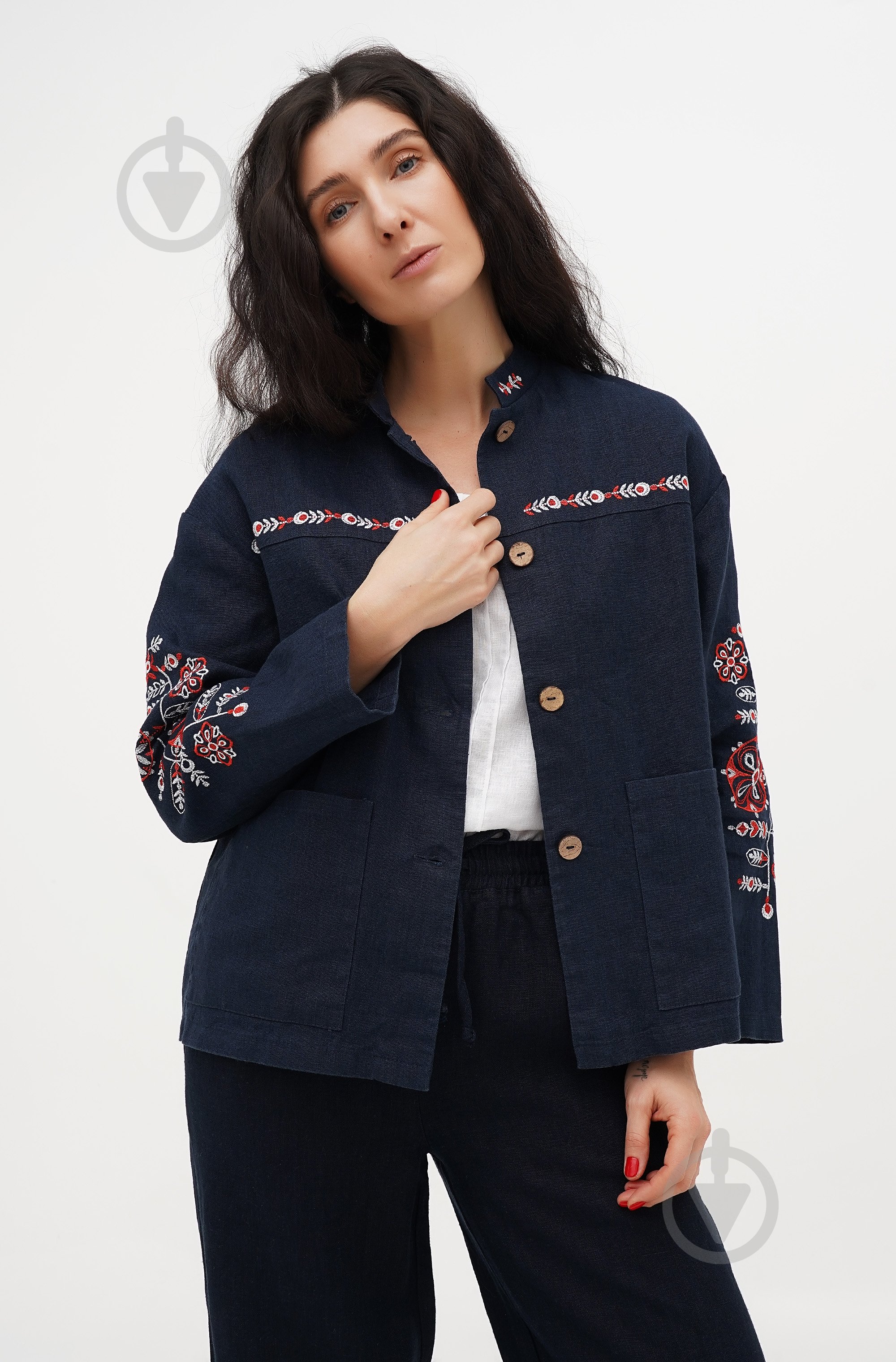 Жакет Галерея льону Флейта р.M синій - фото 3 Жакет Галерея льону Флейта р.M синій - фото 3