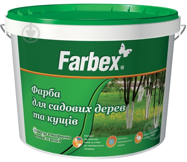 Краска акриловая Farbex для садовых деревьев мат белый 14 кг - фото 1